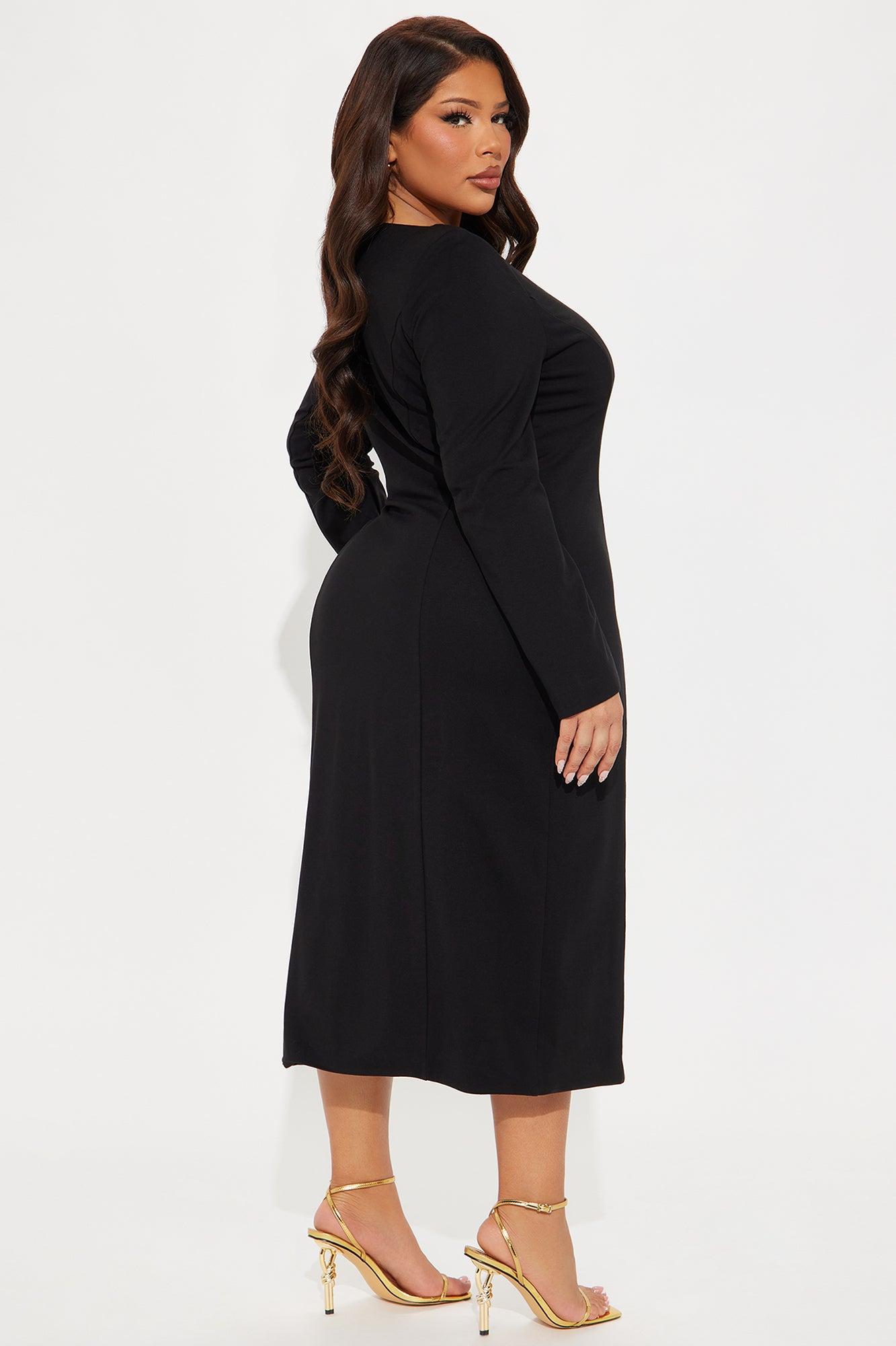 The Carla Body Sculpting Midi Dress - Black Product Image