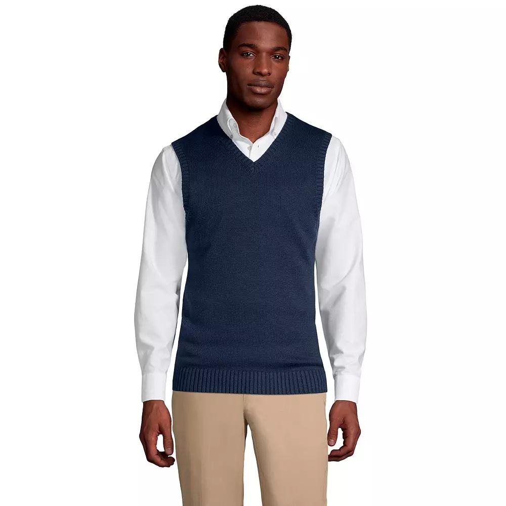 Men's Lands' End Cotton Modal Sweater Vest, Size: Large, Red Product Image
