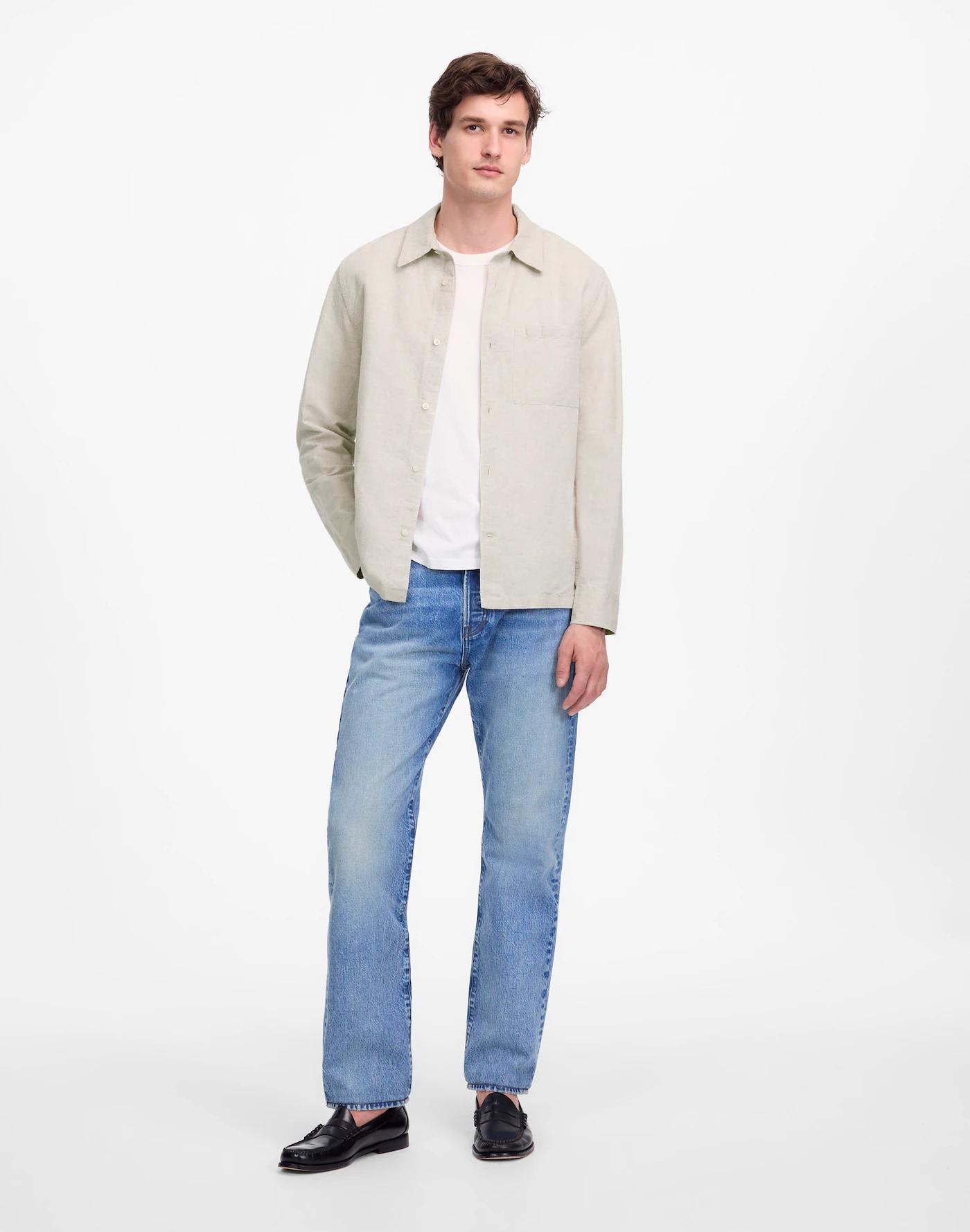 Button-Up Shirt in Cotton-Linen Blend Product Image