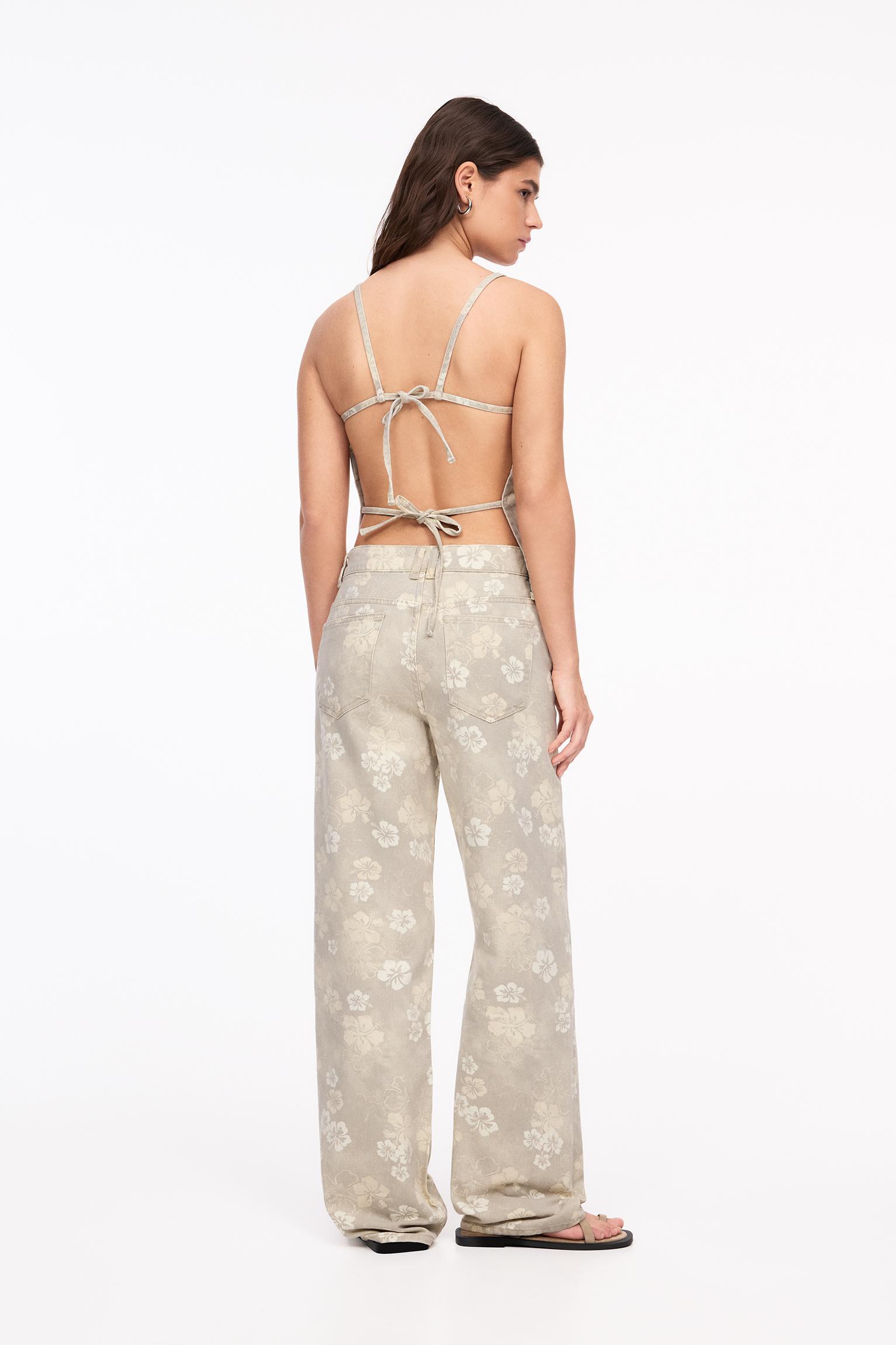 Straight-leg floral jeans Product Image