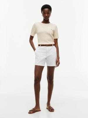 Short-Sleeve Cable Knit Sweater Product Image