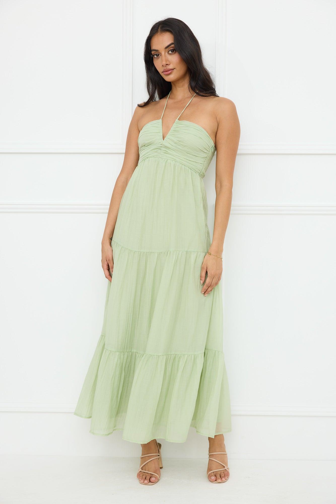 Sunshine Escape Halter Maxi Dress Sage Product Image