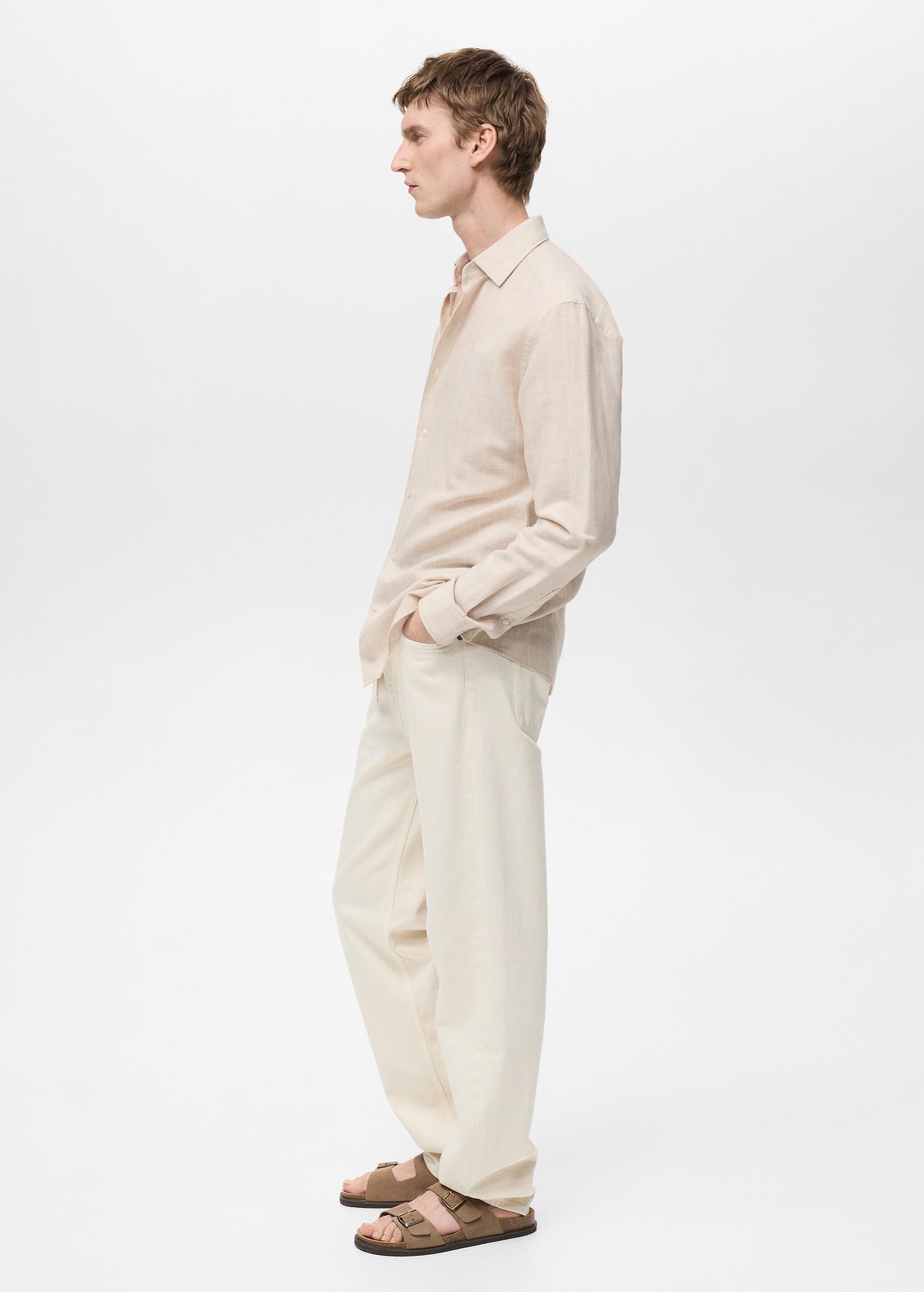 Linen pinstripe shirt - Men | MANGO USA Product Image