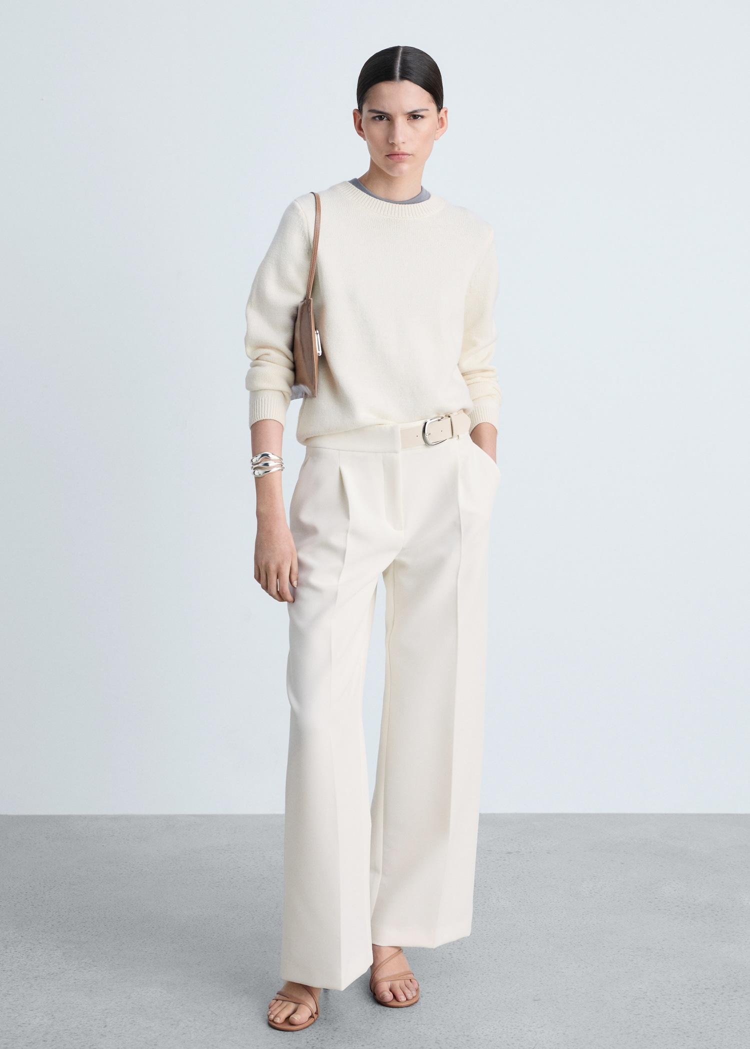 Belt straight-fit pants - Women | MANGO USA Product Image