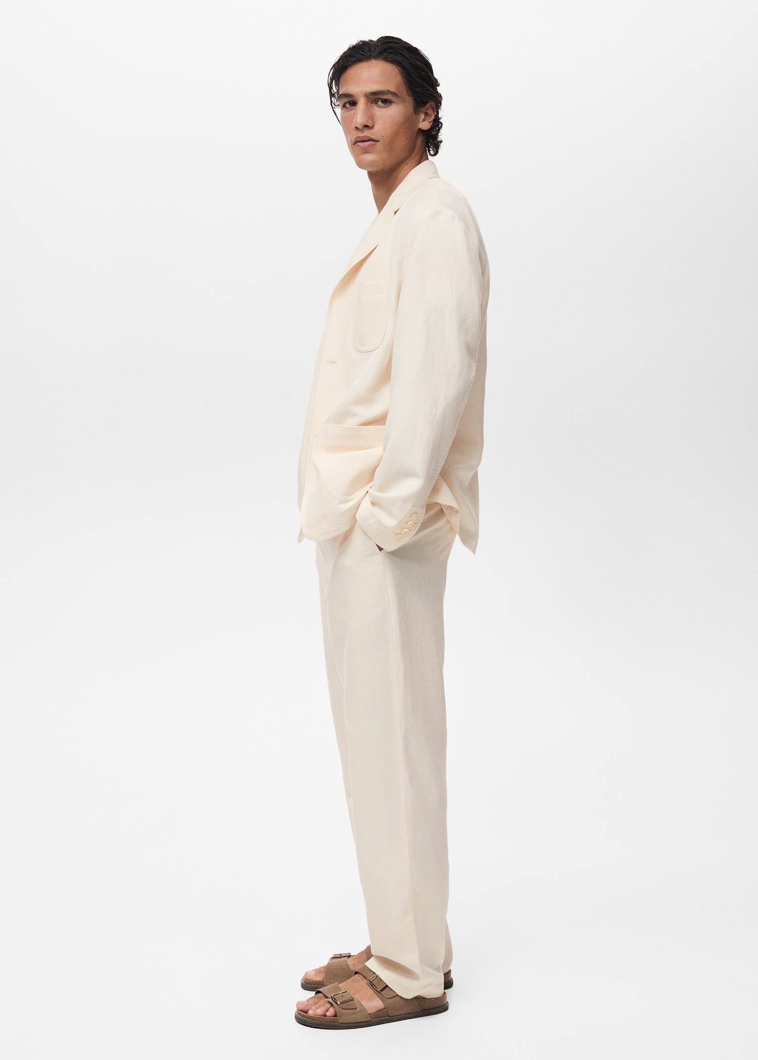 Linen-lyocell blend suit blazer - Men | MANGO USA Product Image