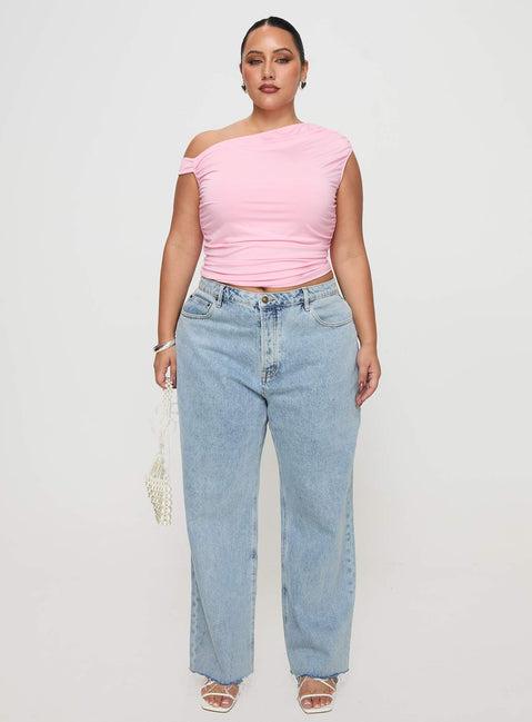 Fawcett High Rise Straight Leg Jeans Light Blue Wash Curve Product Image