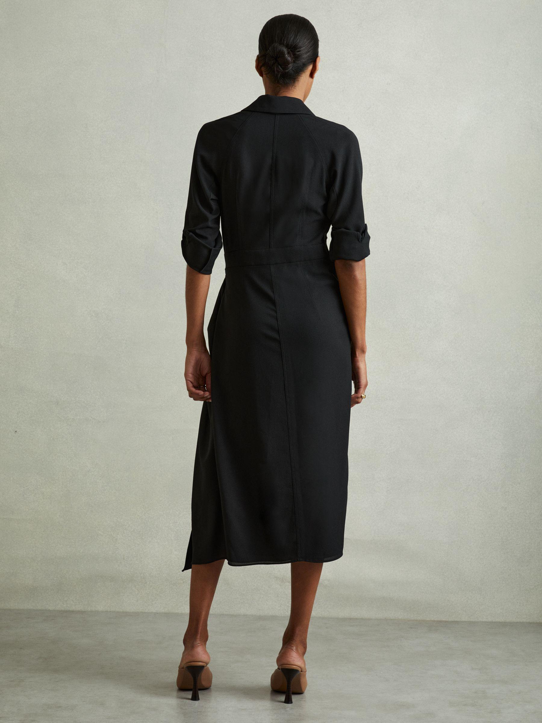 Wrap Front Twist Detail Midi Dress in Black Product Image