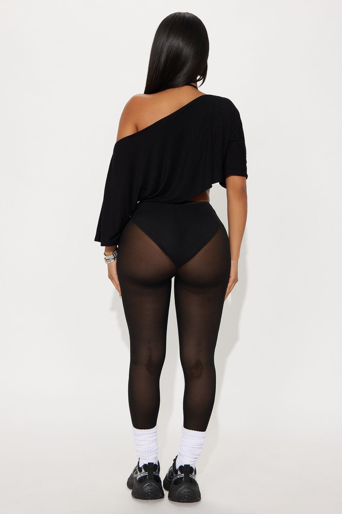 Modal Loose Off Shoulder Cropped Top - Black Female Product Image