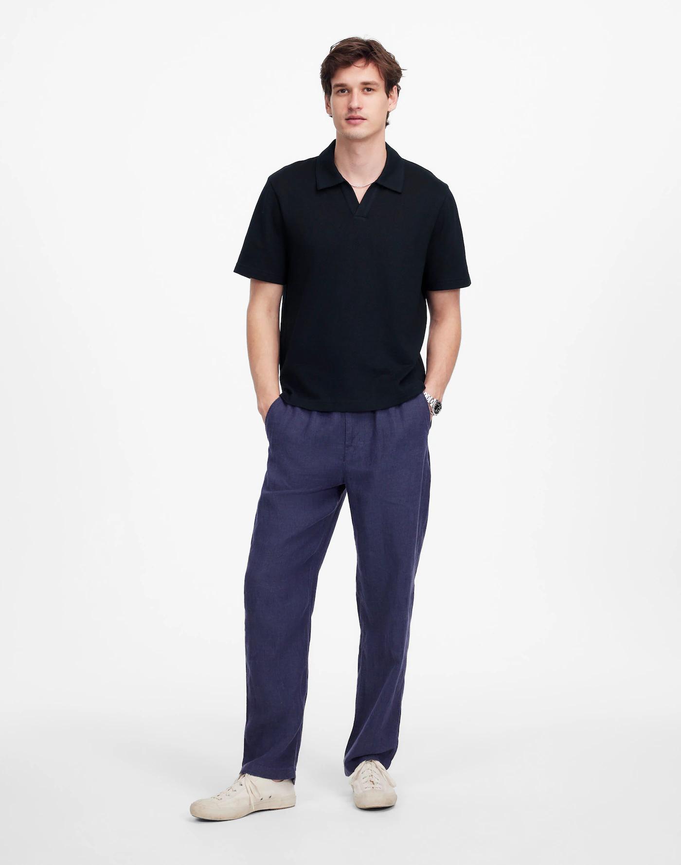 Johnny-Collar Polo in Heavyweight Mesh Product Image