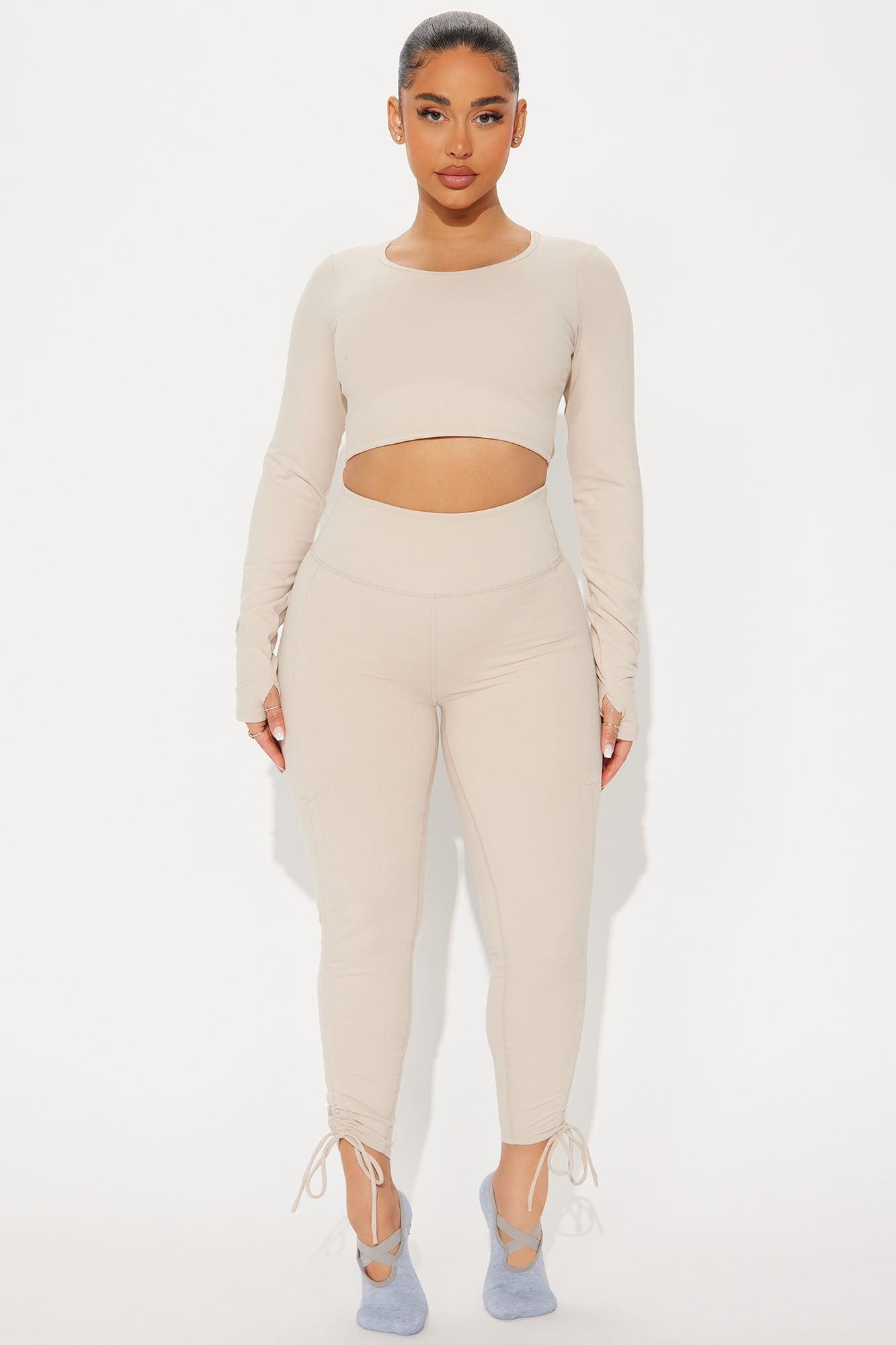 Across Your Core Super Soft Active Top - Light Taupe Product Image