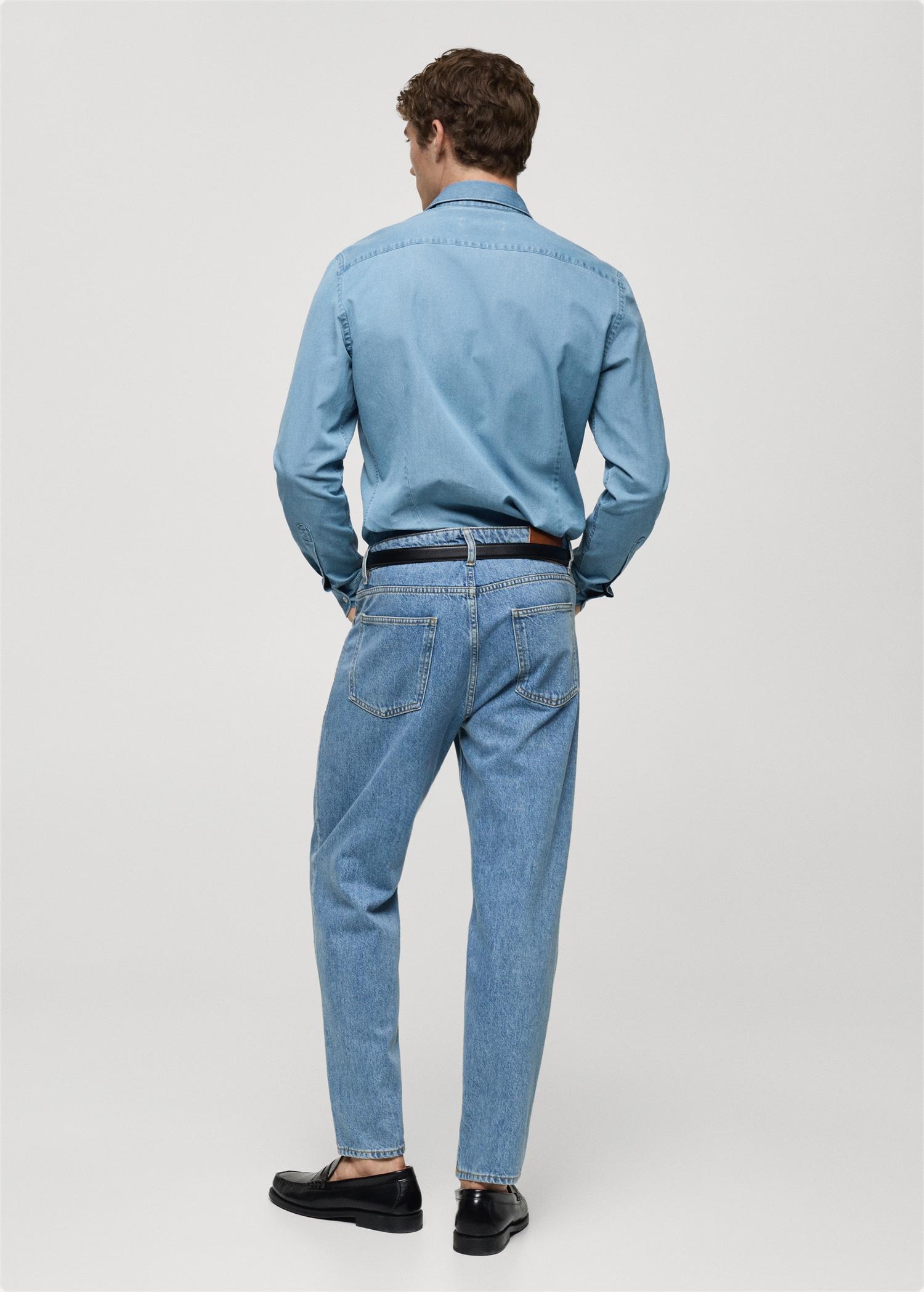 100% cotton chambray shirt - Men | MANGO USA Product Image