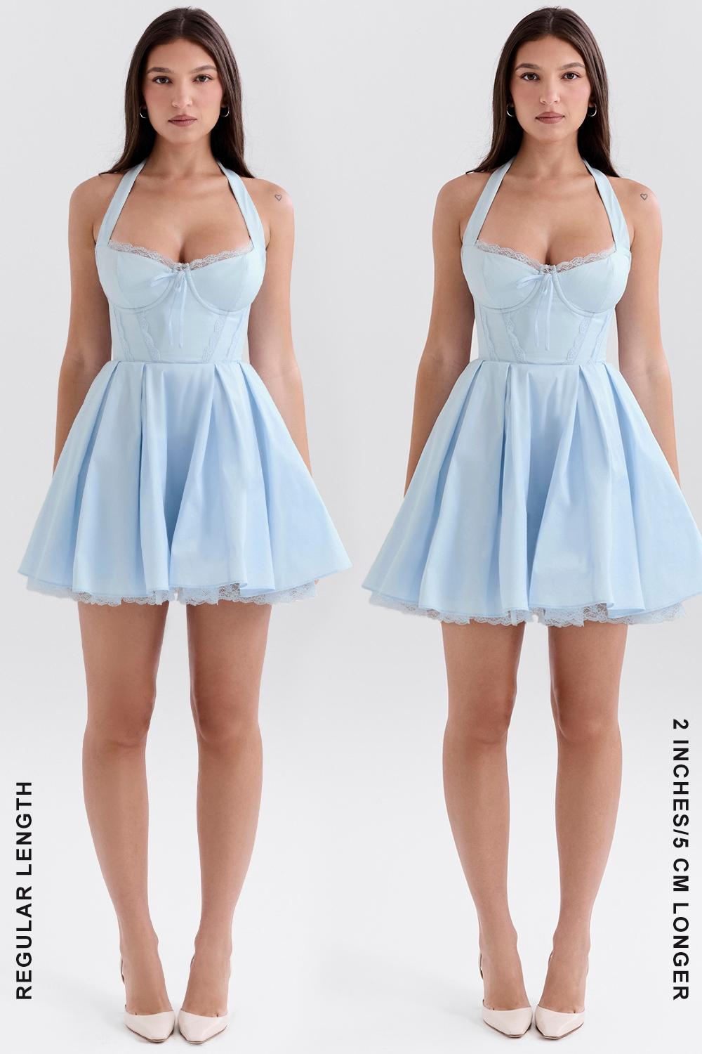 Harriet  bluebell cotton halter mini dress Product Image