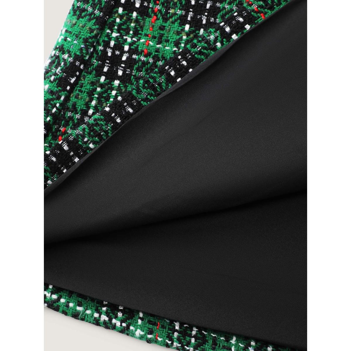 Plus Size Tweed Plaid Double Button Jacket Women Truegreen Texture Casual Jackets BloomChic 26/4X Product Image