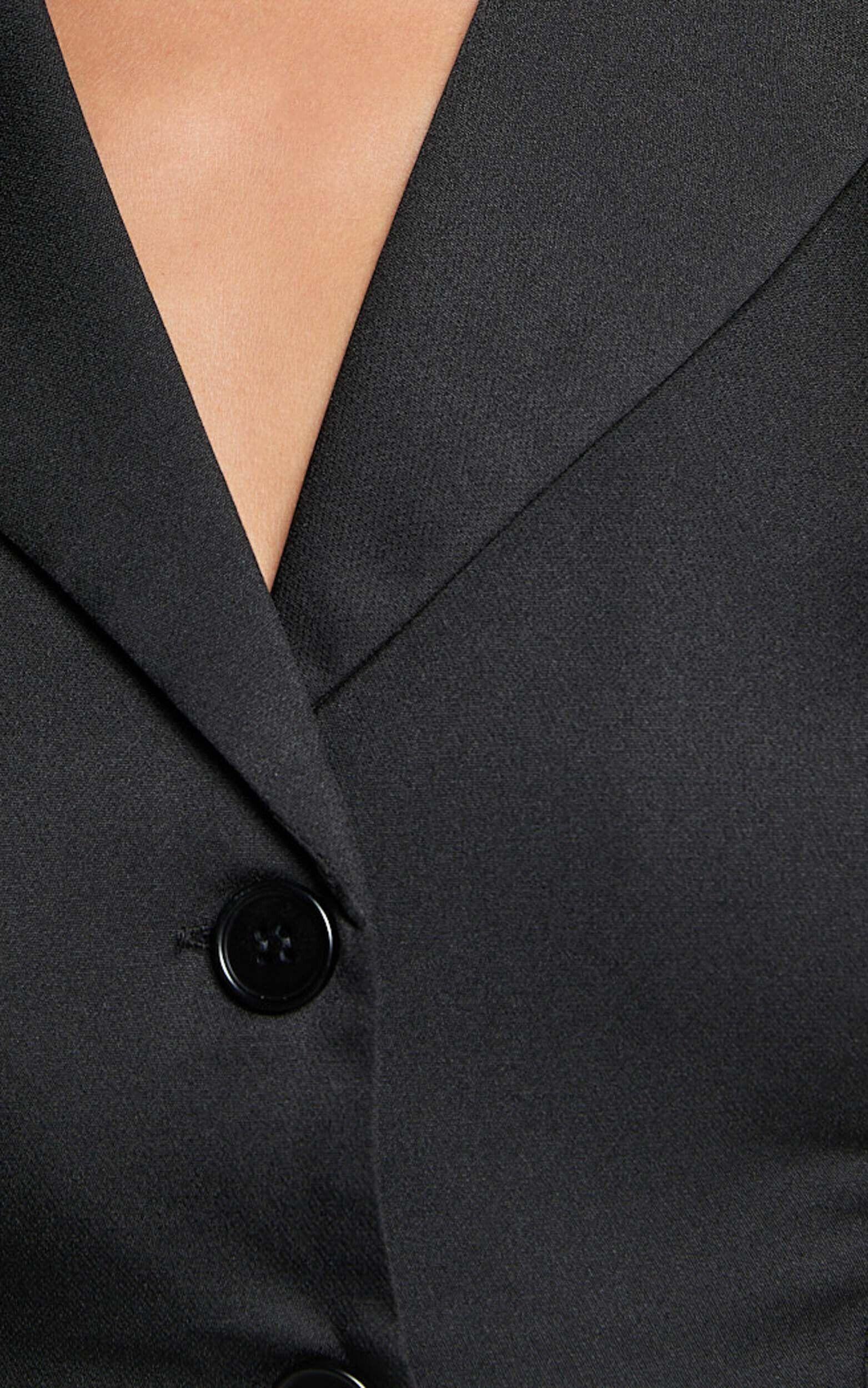 Tymia Mini Dress - Button Through Collar V Neck Dress in Black Product Image