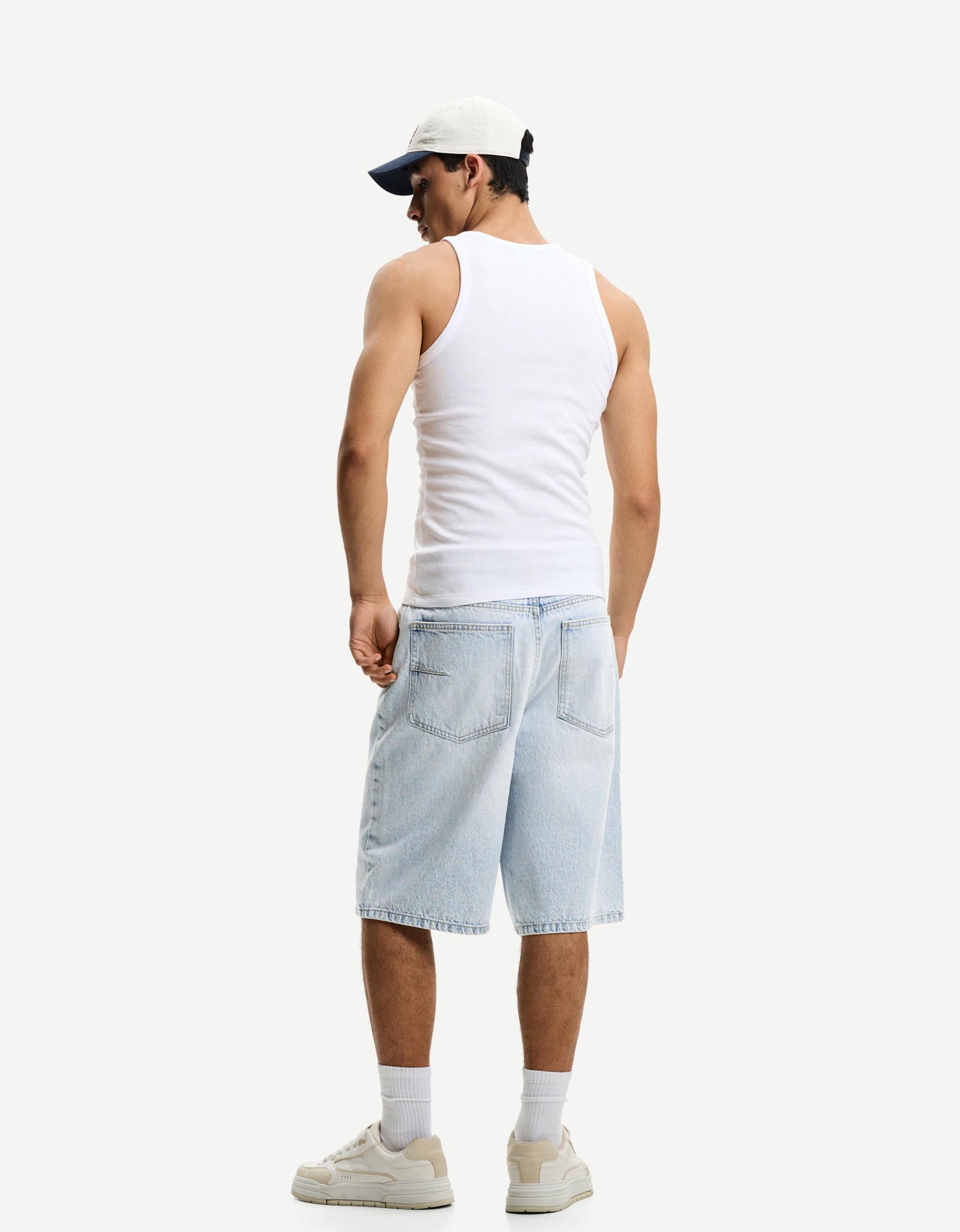 Baggy denim Bermuda shorts Product Image
