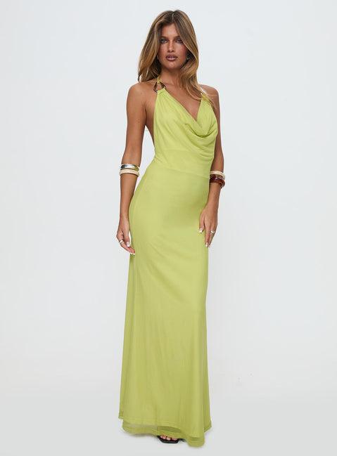 Rhaenyra Halter Maxi Dress Green Product Image