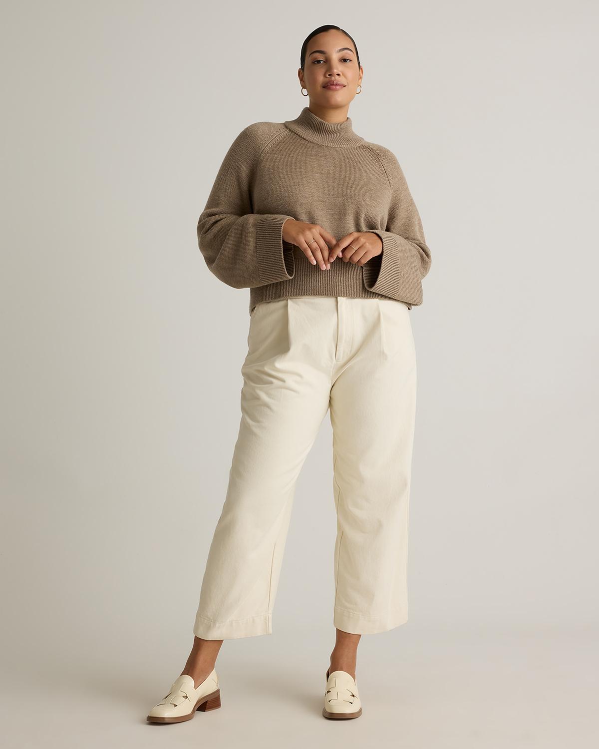 Quince | Women's Australian Merino Wool Cropped Mock Neck Sweater Product Image