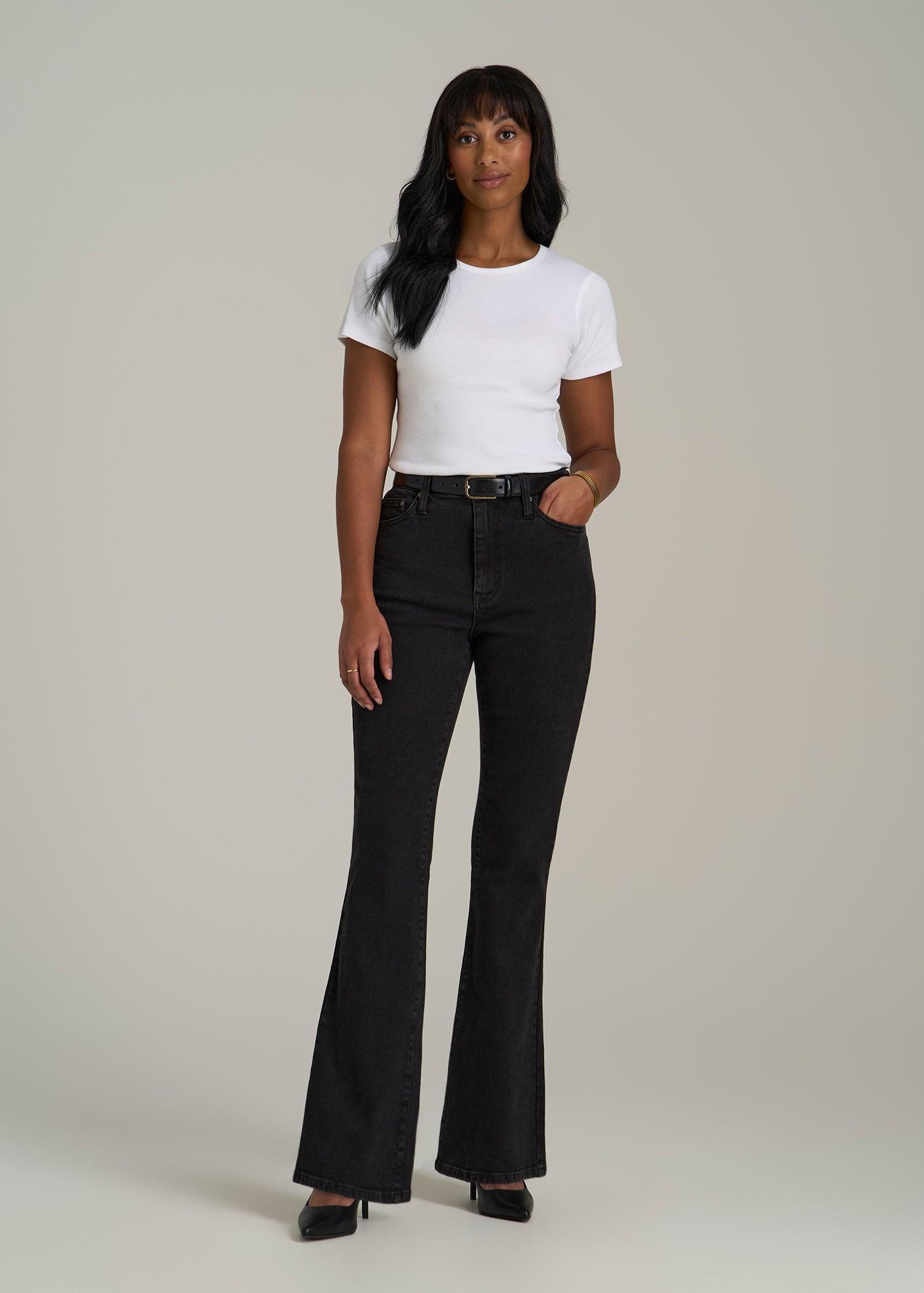Chloe High Rise Flare Jeans for Tall Women in Onyx Black Wash Female Product Image