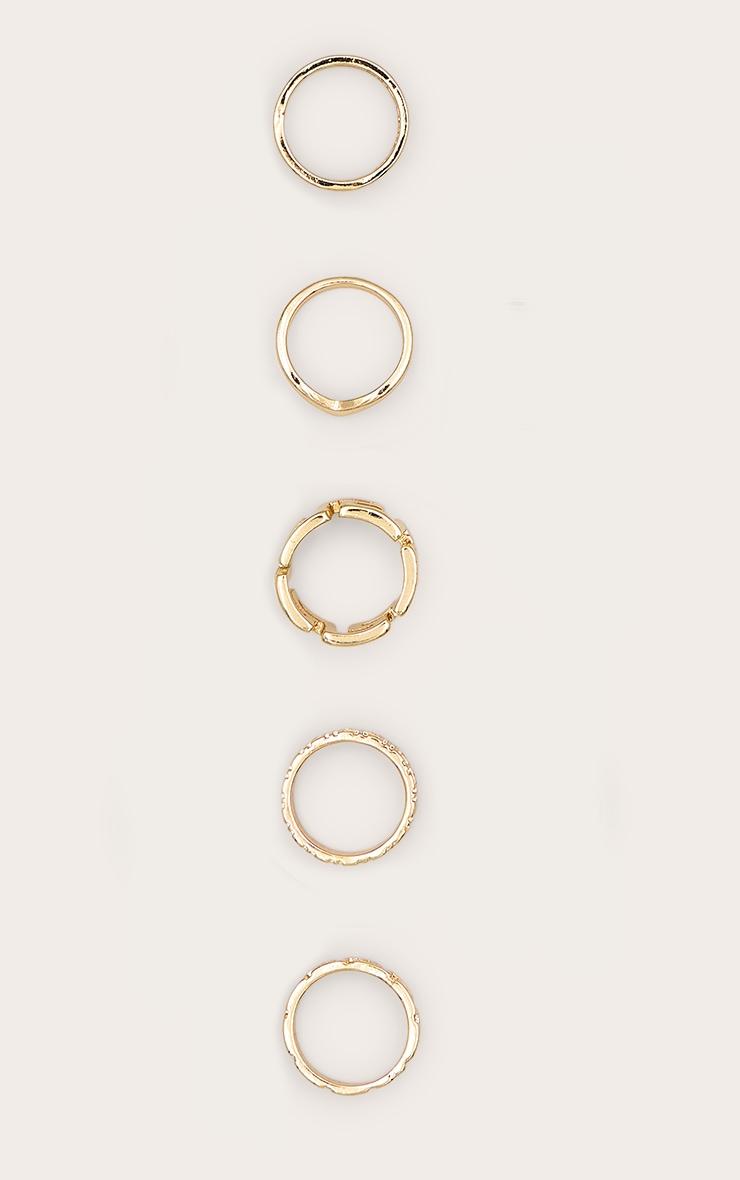 Gold Assorted Cut Out 5 Pack Ring Set Product Image