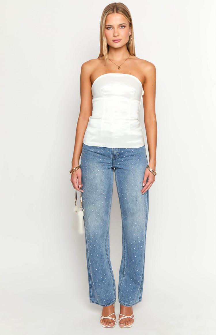 Alix White Bow Strapless Top Girls Product Image