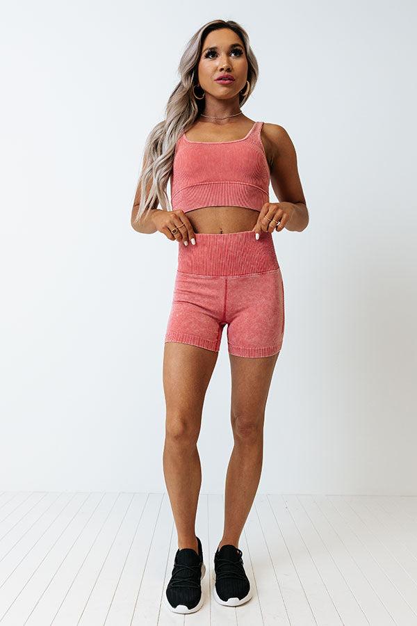 Doing The Most Ribbed Crop Top in Rose Product Image
