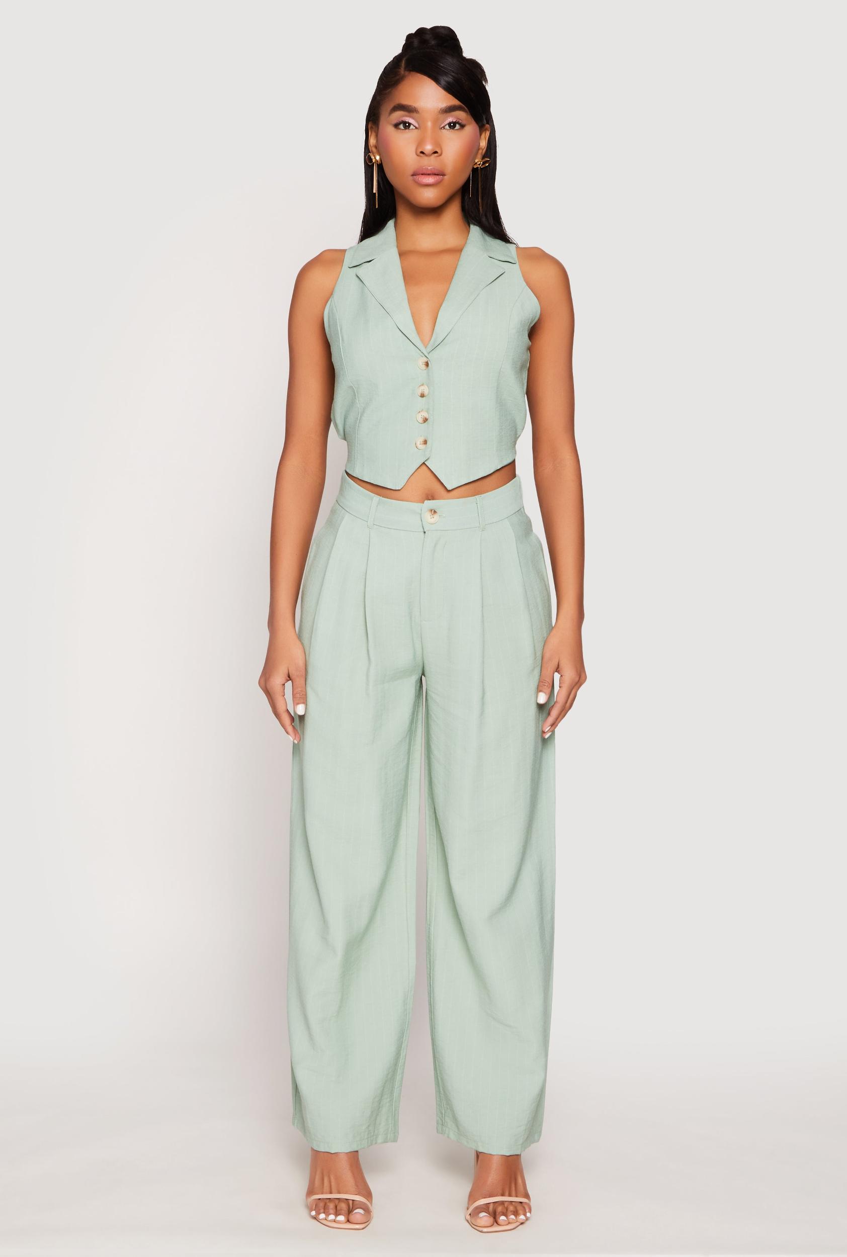 Womens Pinstripe Trousers Product Image