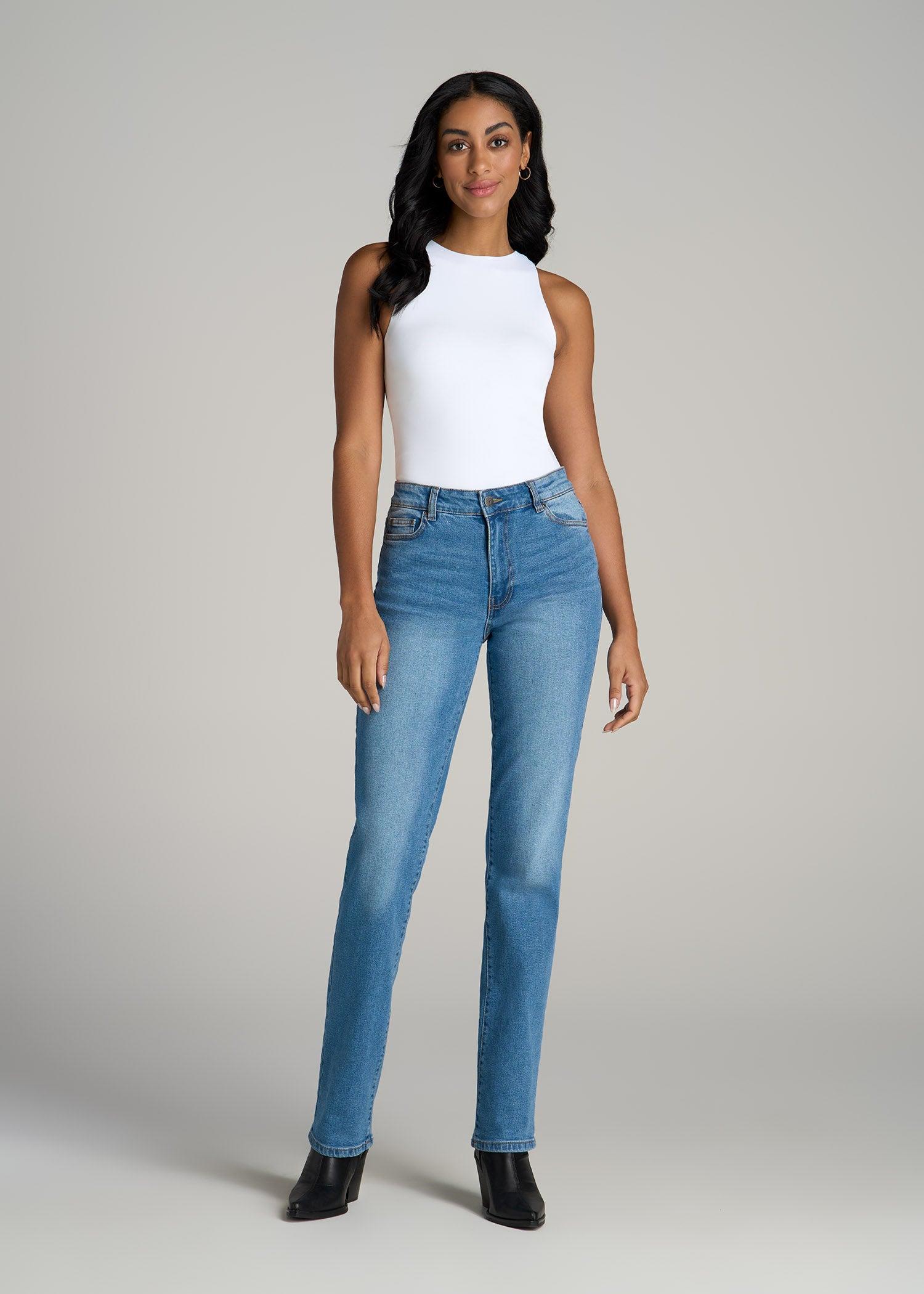 High Crewneck Sleeveless Bodysuit for Tall Women in Black Female Product Image