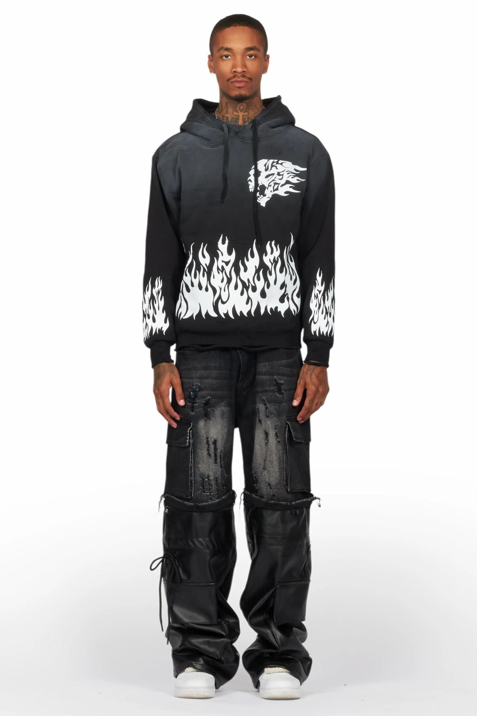 Bubble Black Graphic Hoodie Male Product Image