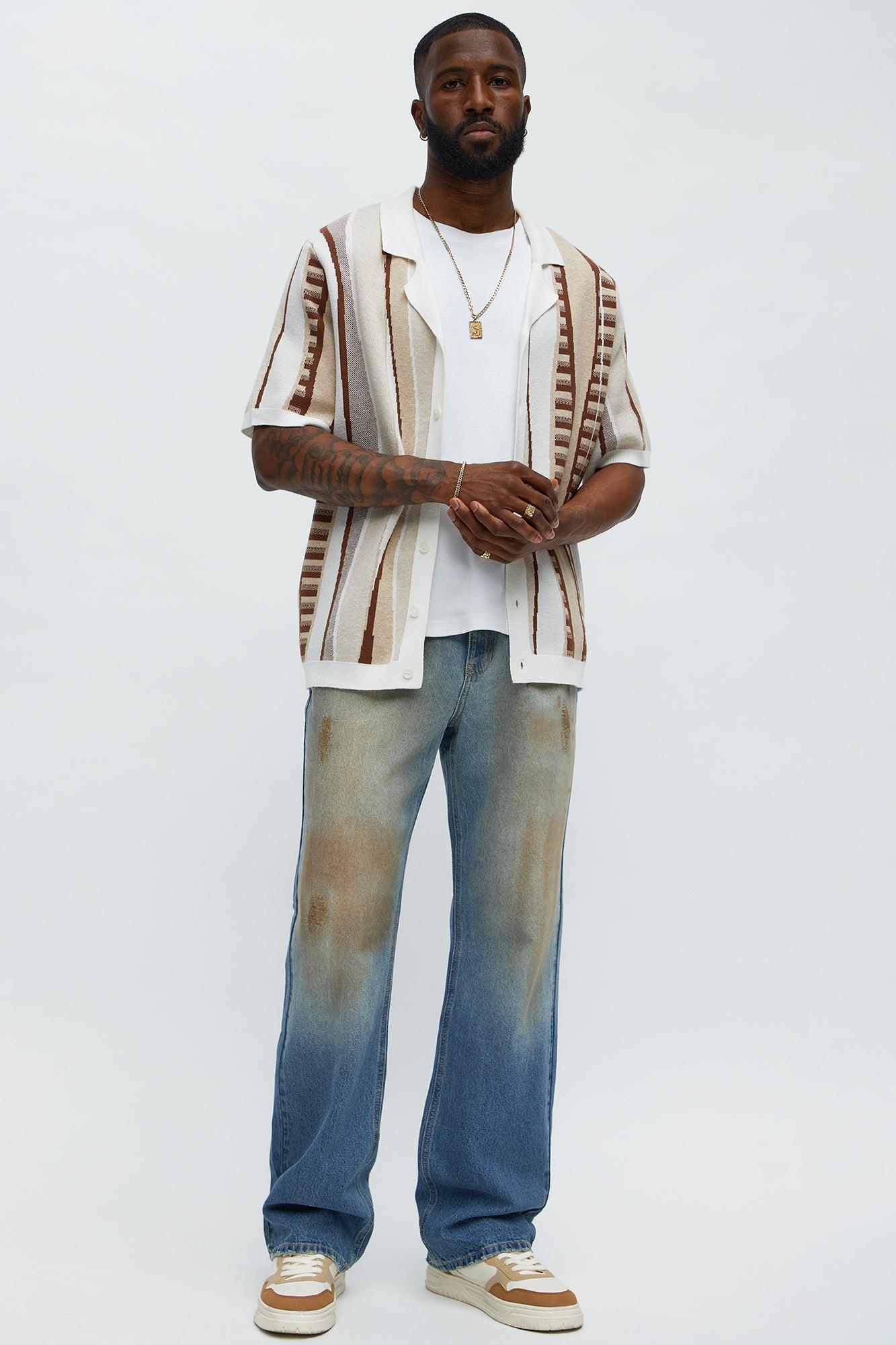 Stacked Slim Flare Play Dirty Distressed Jeans - Vintage Blue Wash Product Image