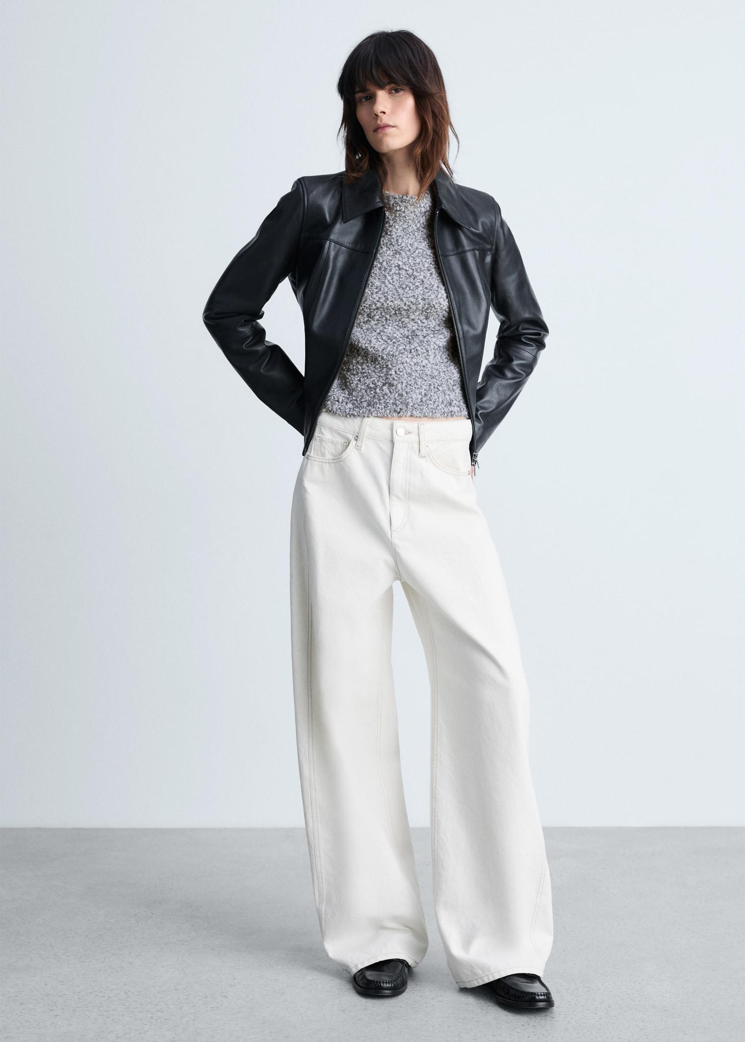 Round-neck bouclé sweater - Women | MANGO USA Product Image