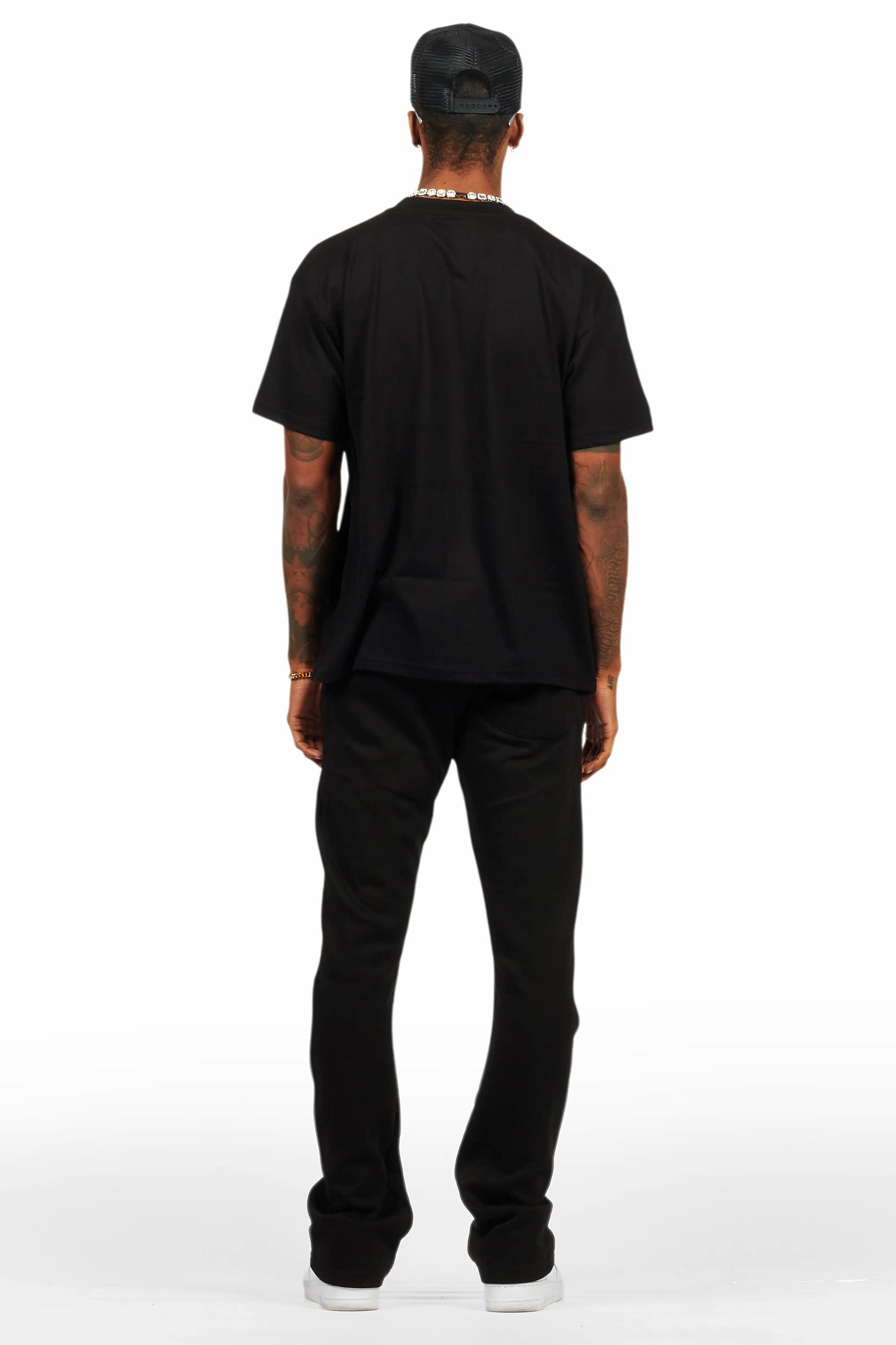 Lake Black/Black Oversized T-Shirt/Stacked Track Pant Set Male Product Image