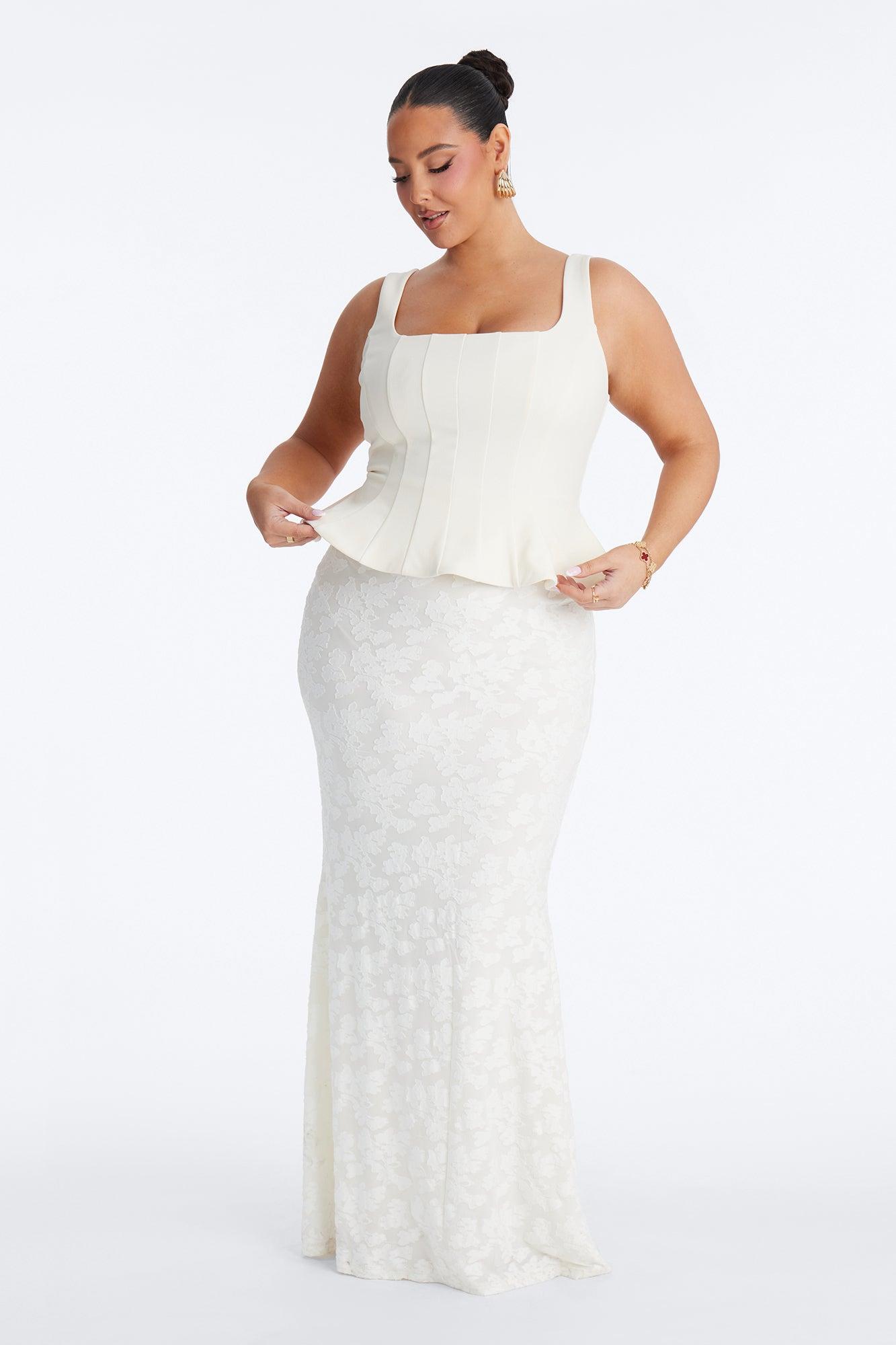 In Bloom Peplum Gown - Ivory Female Product Image
