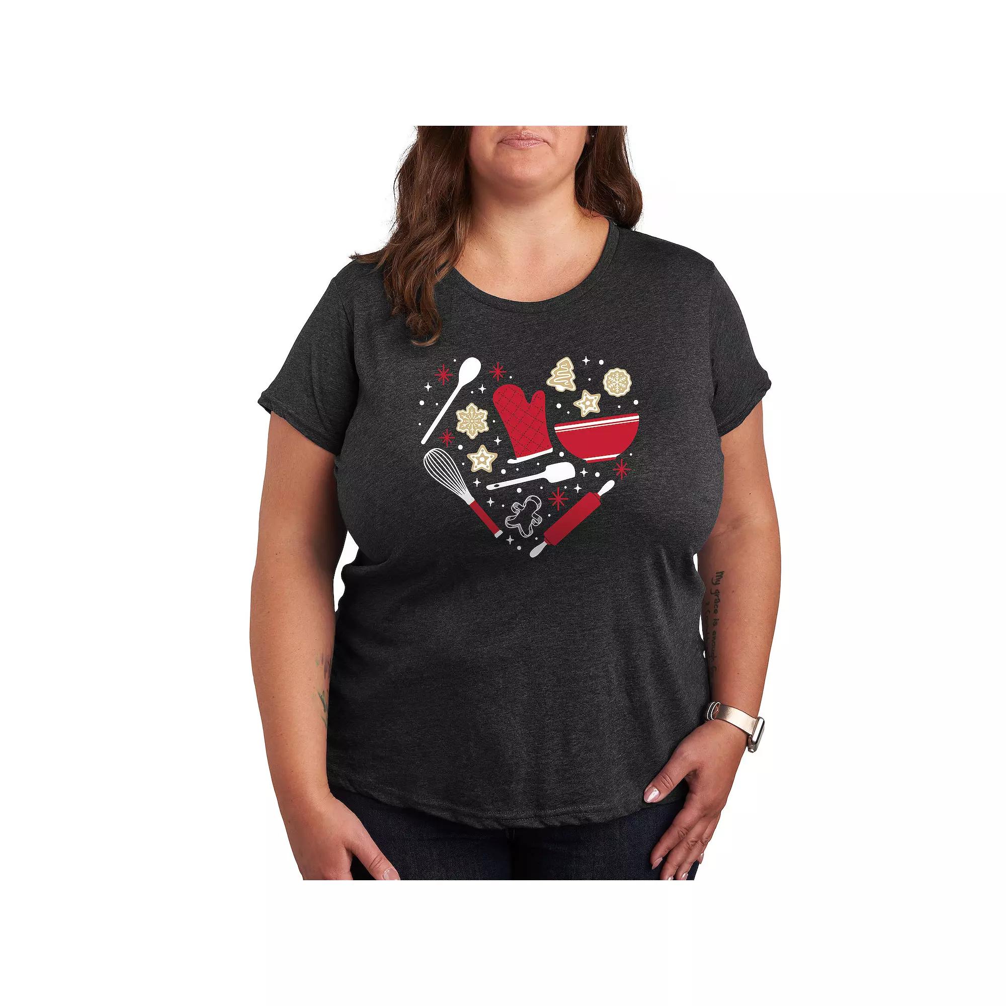 Plus Christmas Baking Heart Graphic Tee, Women's,  Product Image