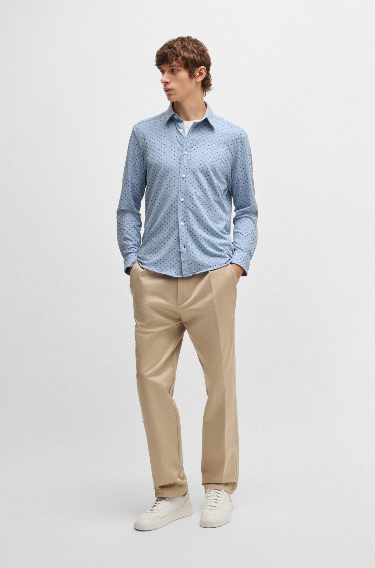 Slim-fit shirt in printed stretch-cotton jersey Product Image
