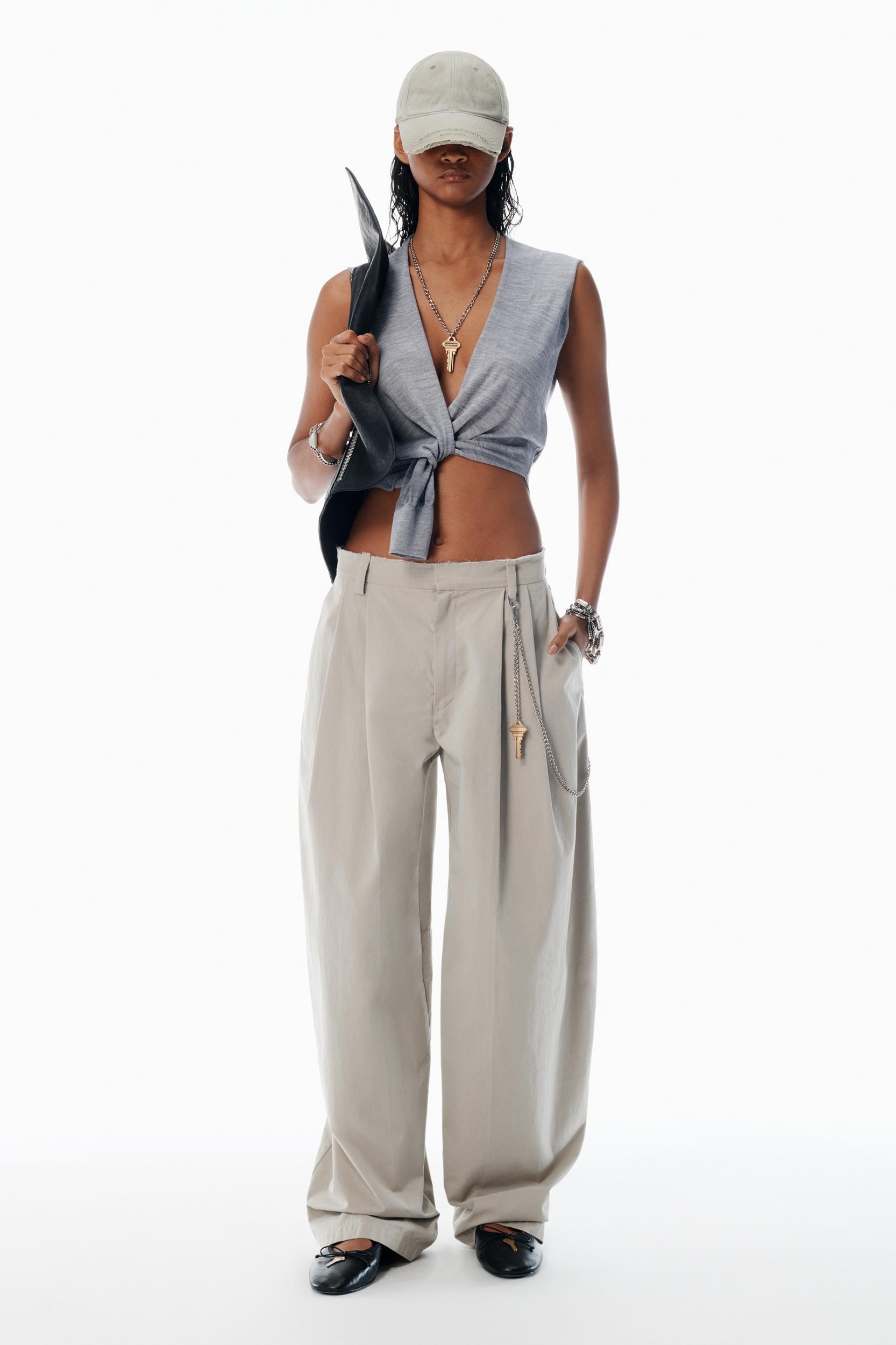 Grey Cotton-blend Balloon-leg Pants Product Image