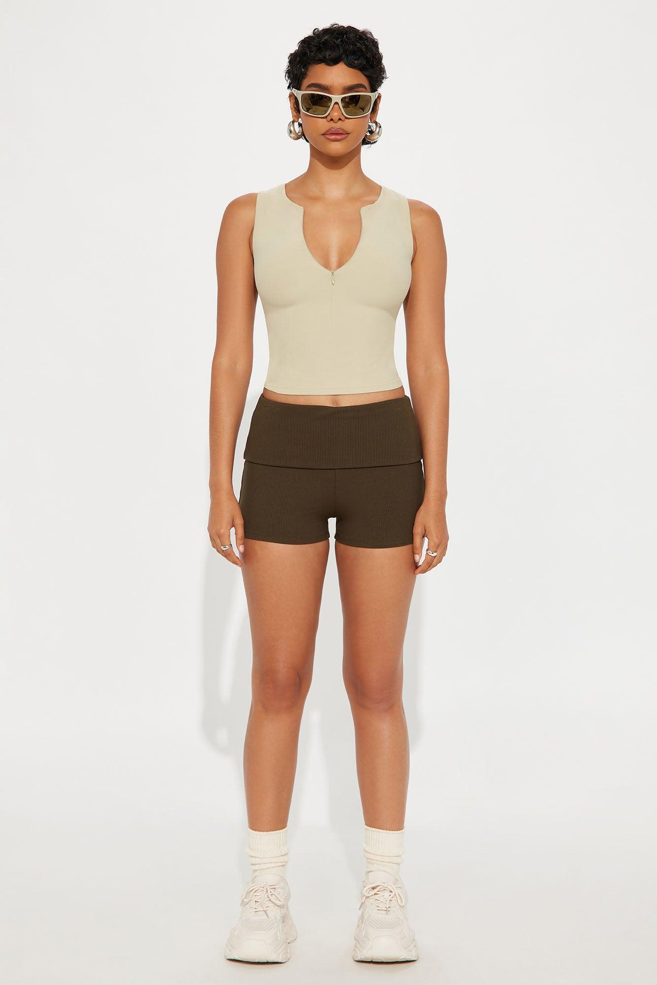 Second Skin Double Lined Zip Front Tank - Stone Female Product Image