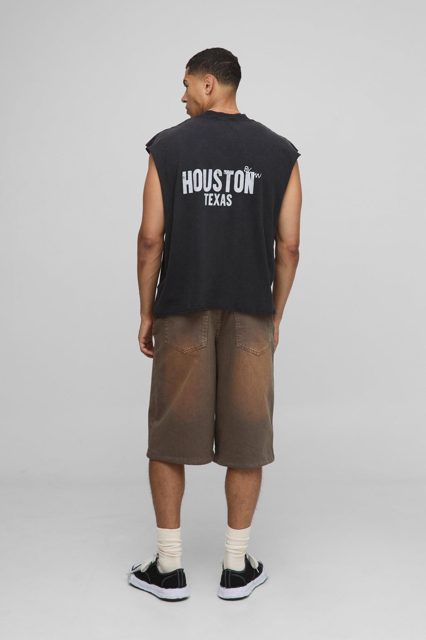 Black Oversized Boxy Extended Neck Western Washed Graphic Tank | boohooMAN USA Product Image