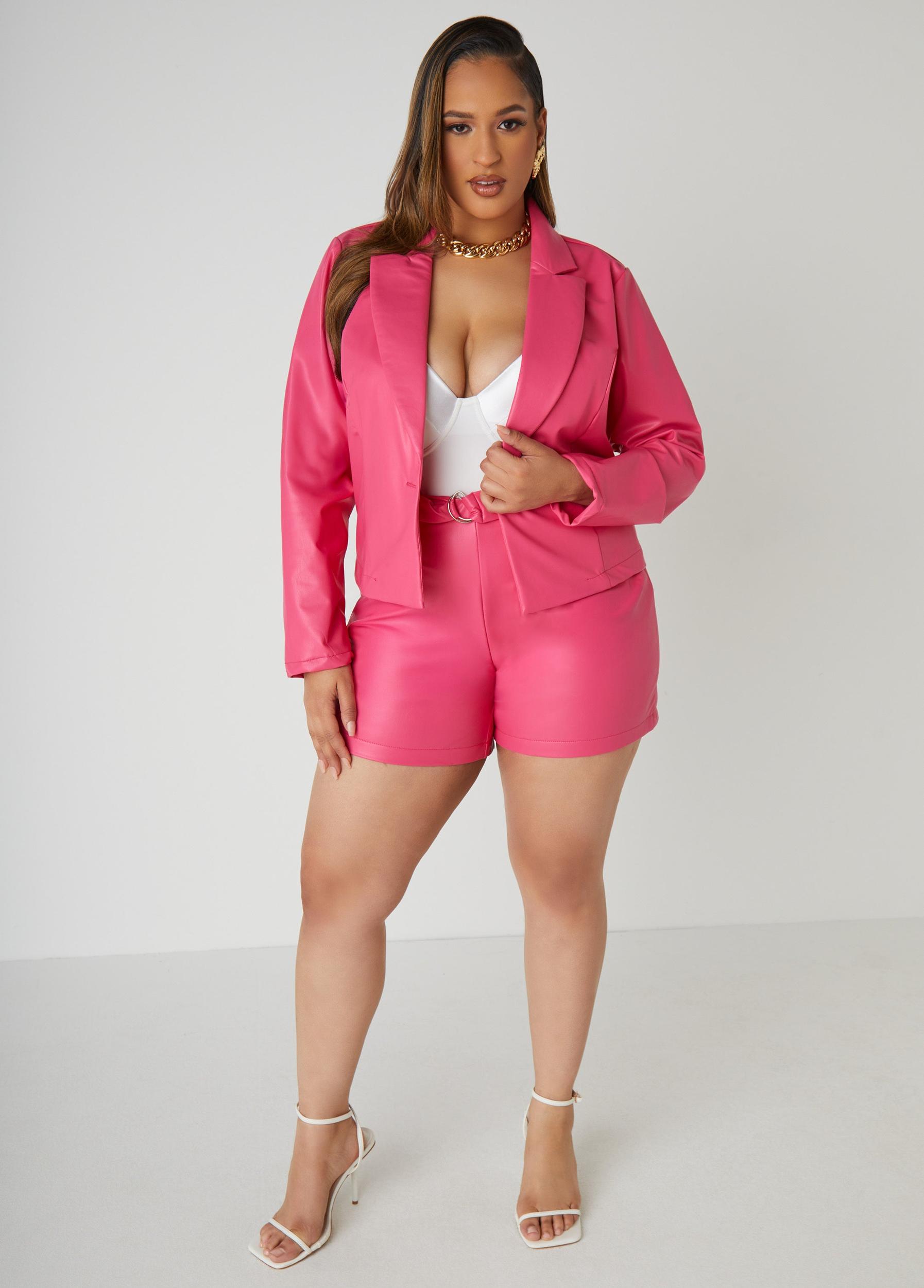 Belted Faux Leather Shorts Product Image