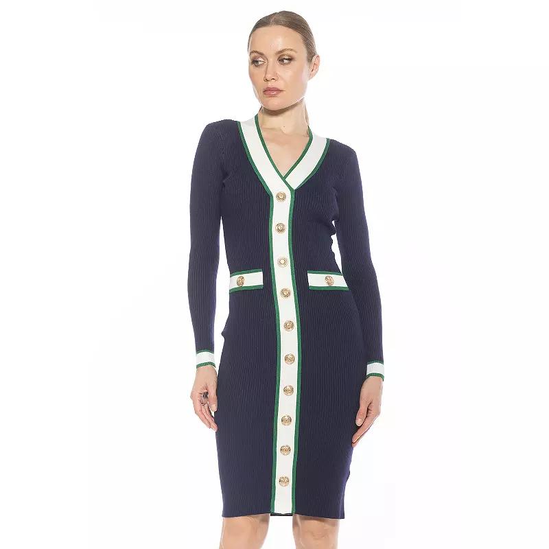 Women's ALEXIA ADMOR Janet V-Neck Button-Front Knit Dress, Size: XS, Camel Product Image