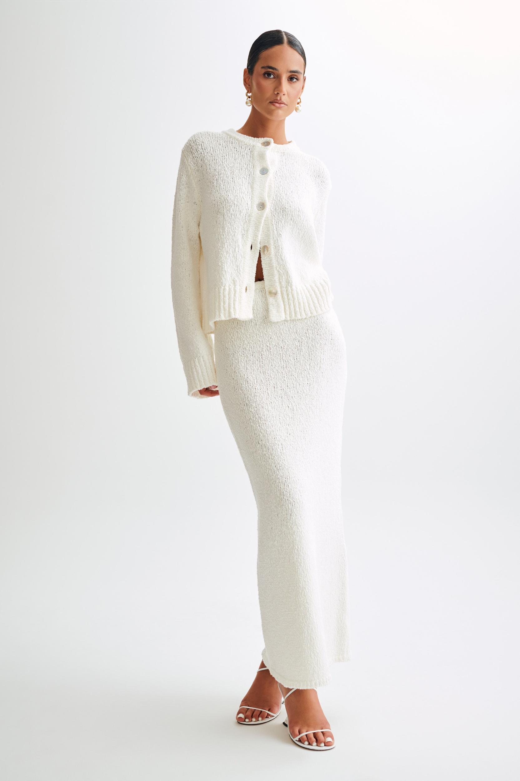 Moira Oversized Boucle Cardigan - White Product Image