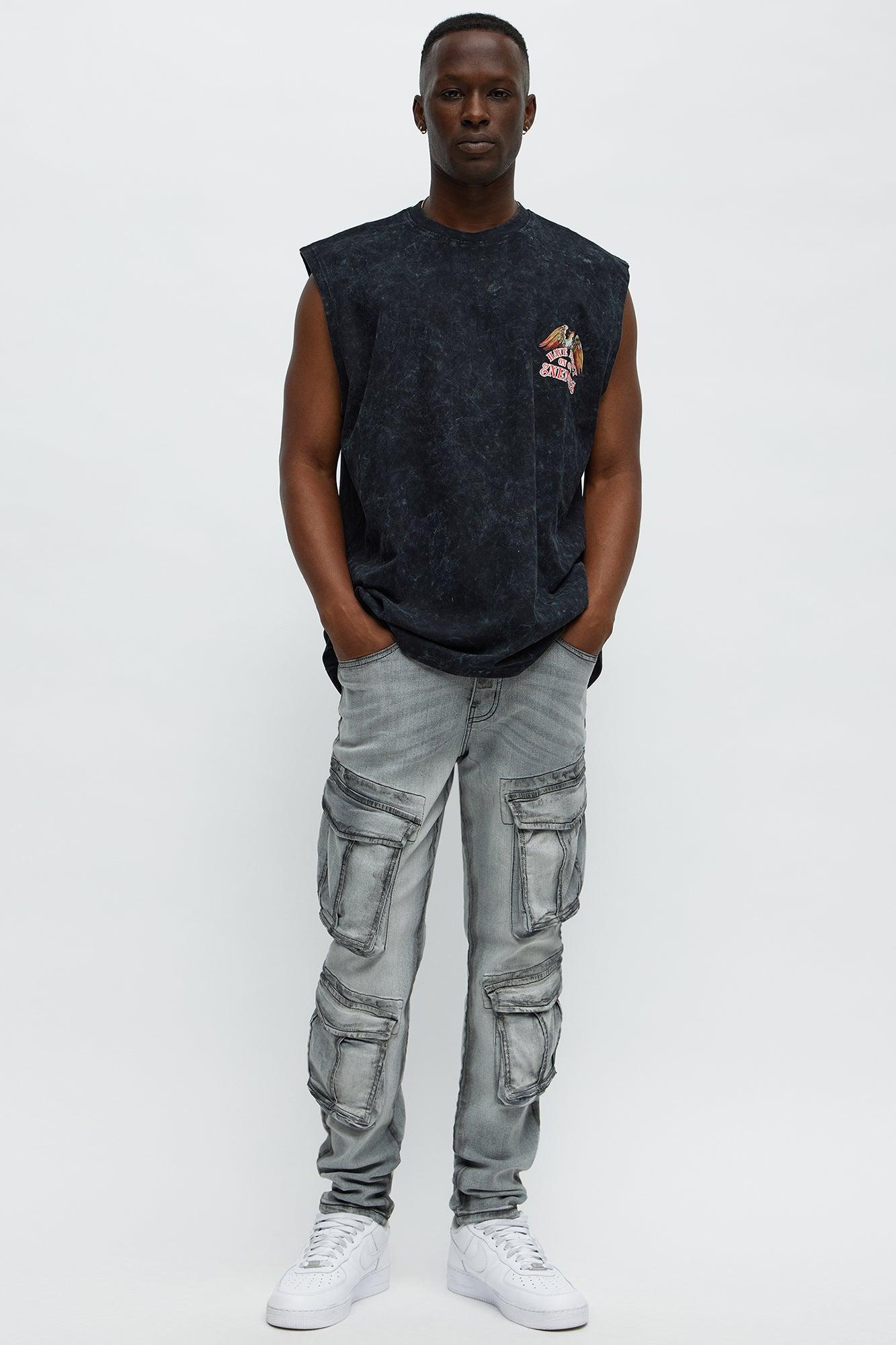 To Ashes Skinny Cargo Jeans - Grey Product Image