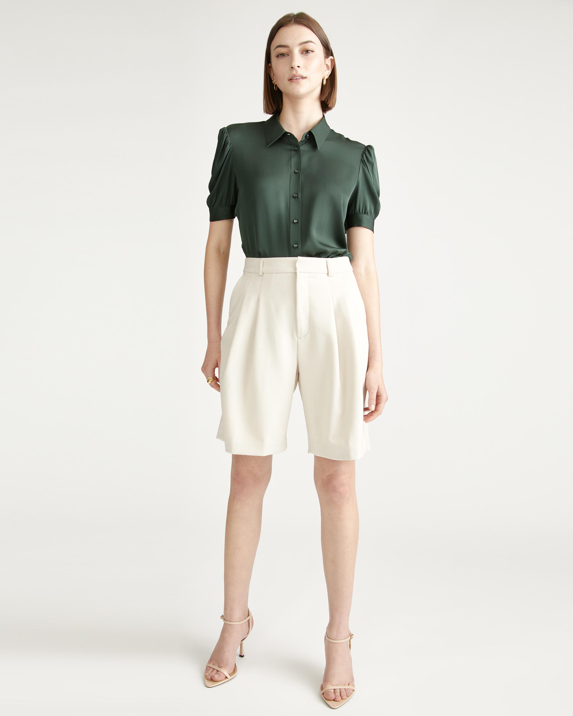 Quince | Women's Washable Stretch Silk Puff Sleeve Blouse Size XS, Mulberry Silk Product Image