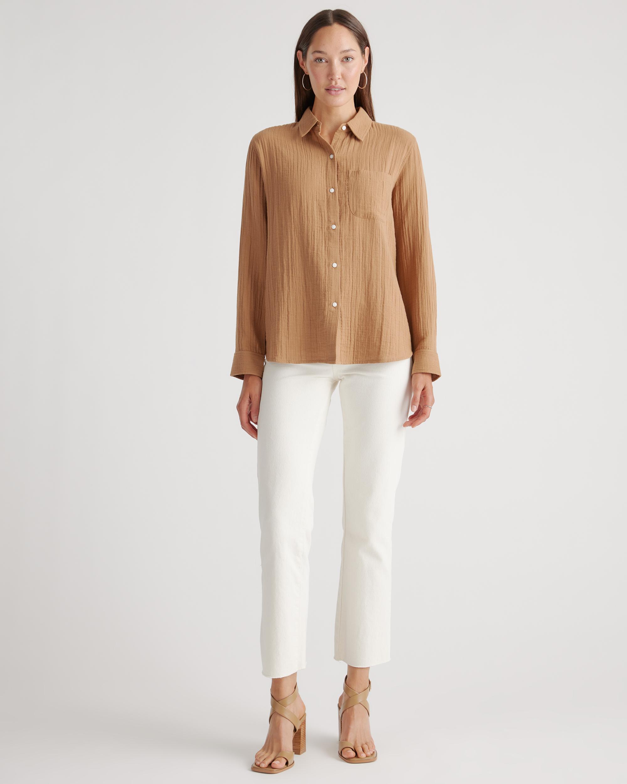 Quince | Women's Gauze Long Sleeve Shirt Organic Cotton Product Image