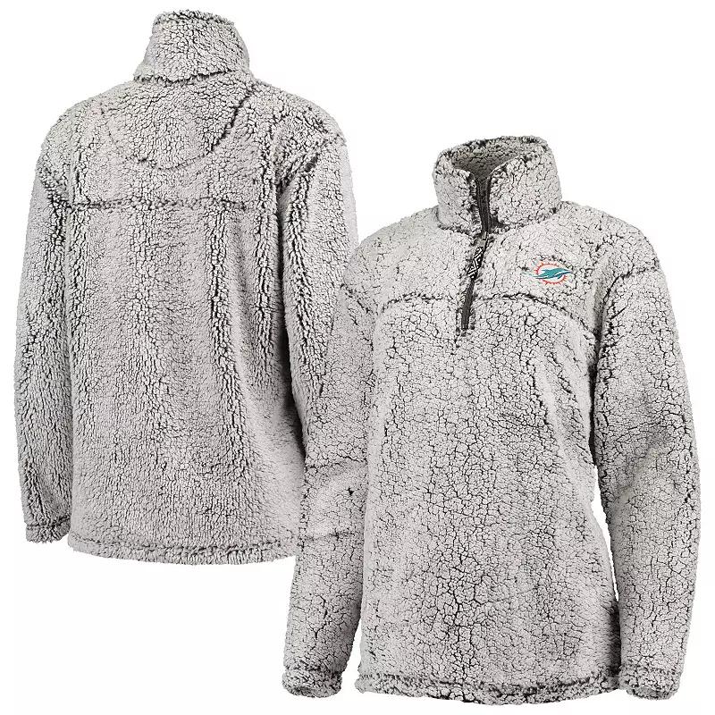 Women's Gray Green Bay Packers Sherpa Quarter-Zip Pullover Jacket,  Product Image