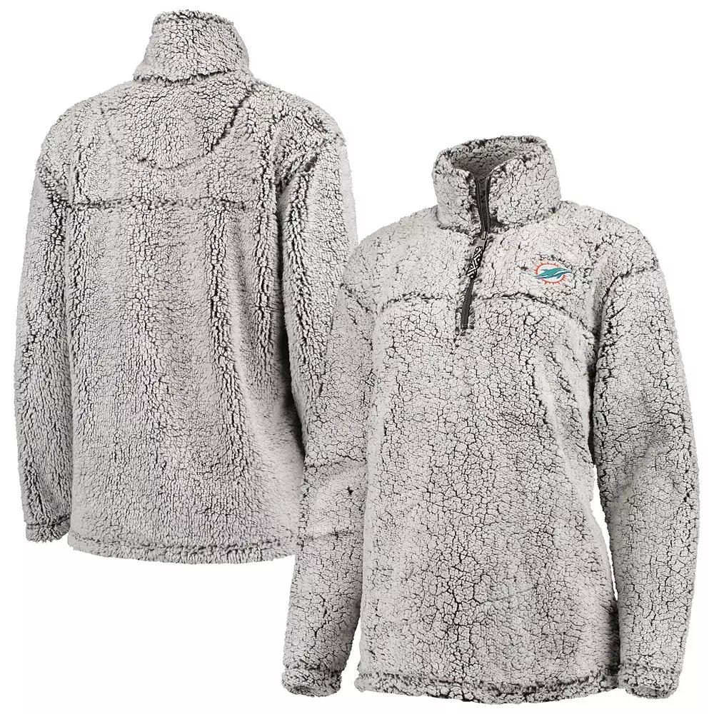 Women's Gray Green Bay Packers Sherpa Quarter-Zip Pullover Jacket,  Product Image