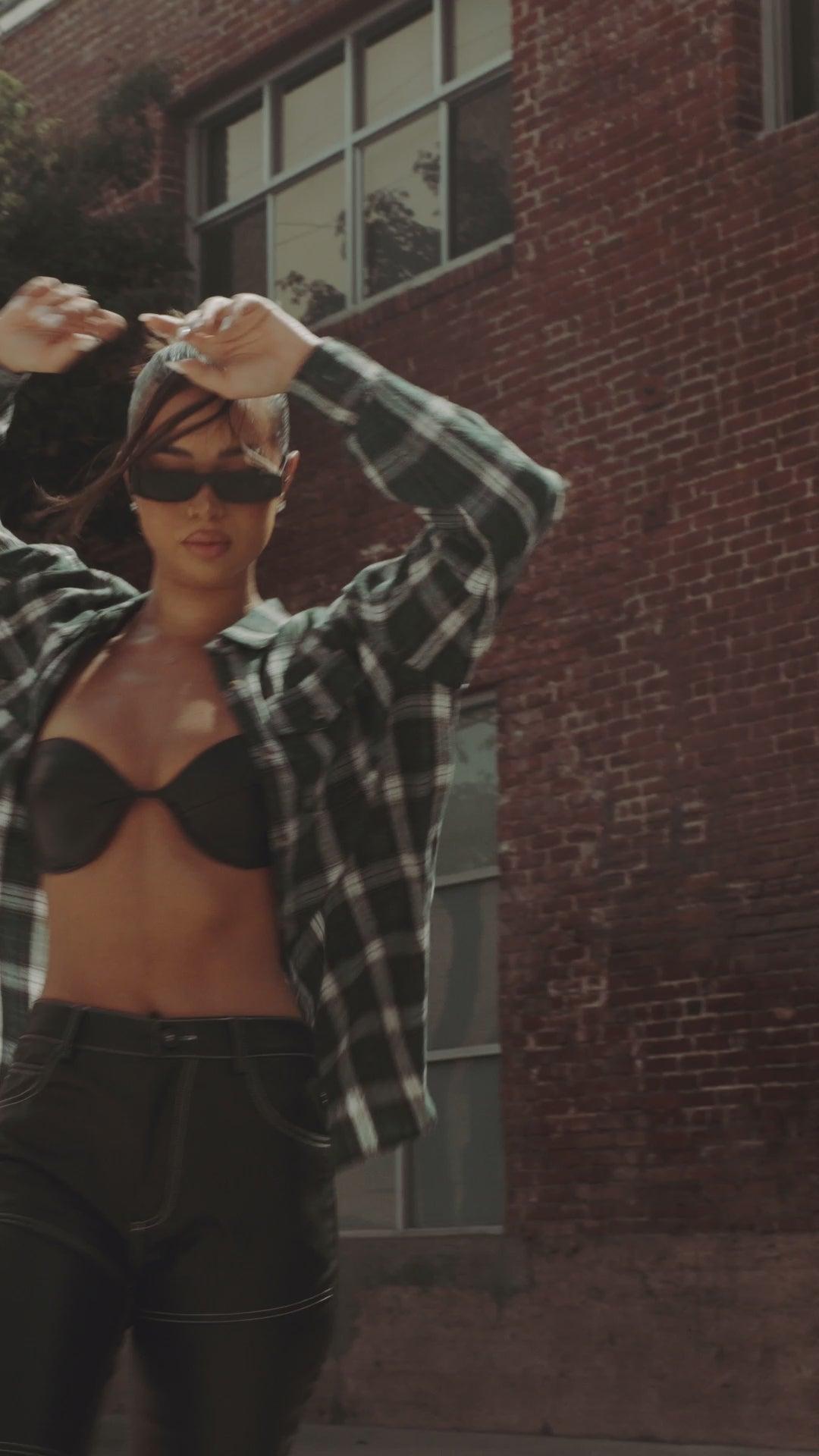 Pretty In Plaid Oversized Flannel Top - Green/combo Female Product Image