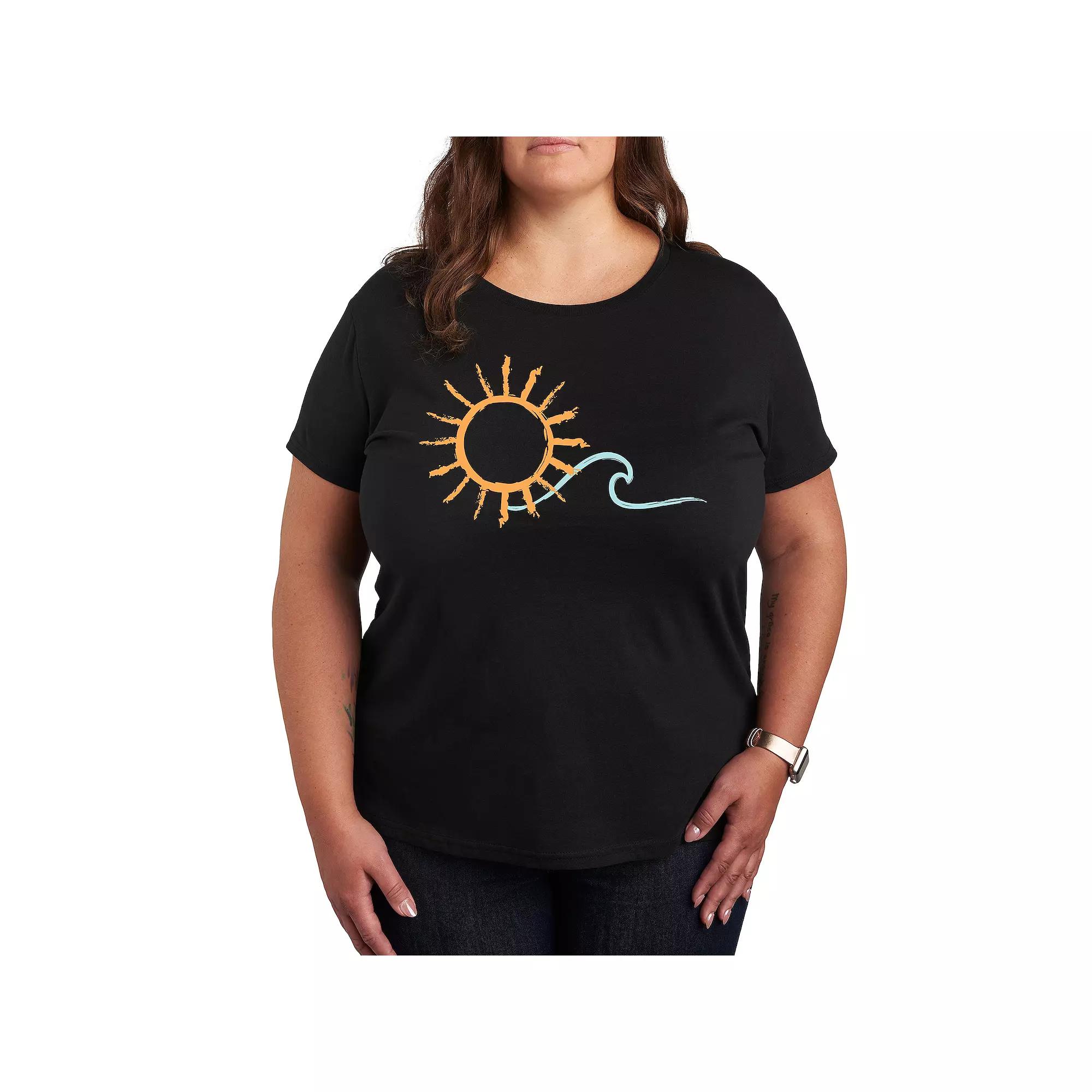 Plus Brushstroke Sun And Wave Graphic Tee, Women's,  Product Image