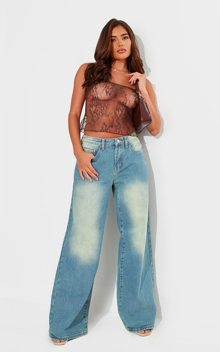 Brown Lace Spaghetti Strap Cami Top Product Image