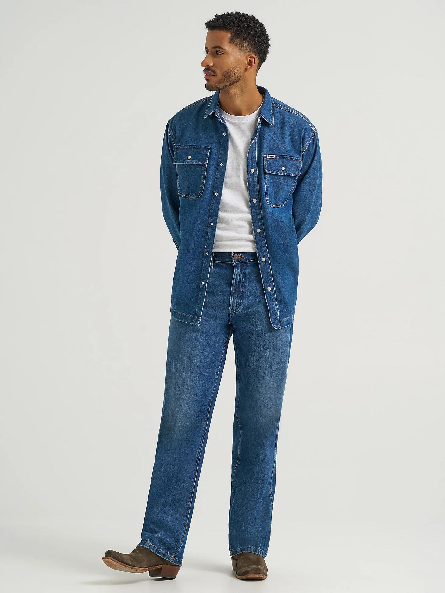 Men's Oversized Denim Shirt in Retro Blue Product Image