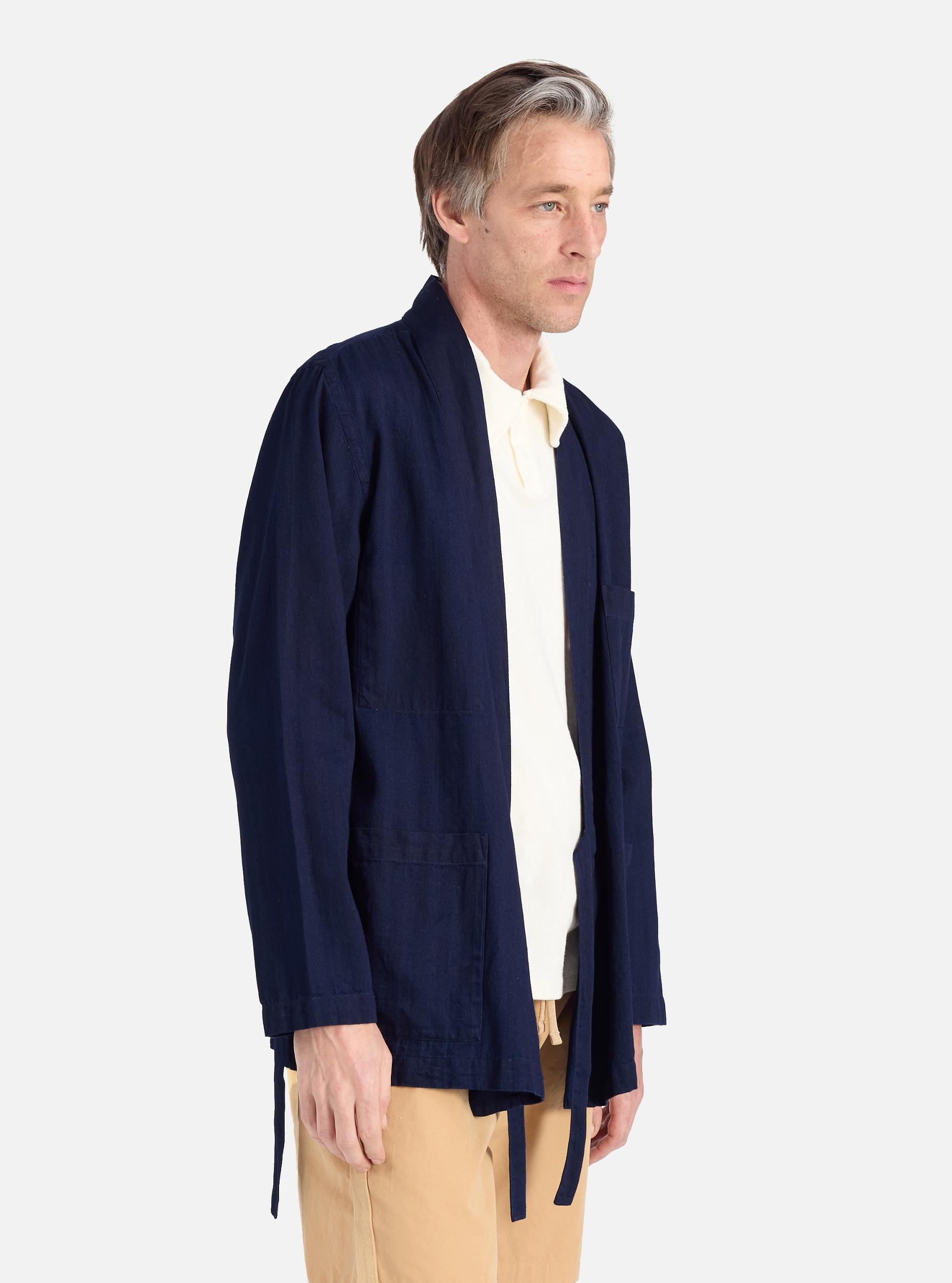 Indigo Herringbone Denim Kyoto Work Jacket Product Image